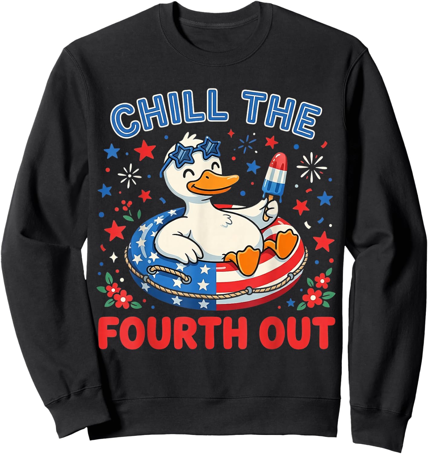 Goose 4th of July Funny Patriotic Chill The Fourth Out Kids Sweatshirt - Sweatshirt | Black