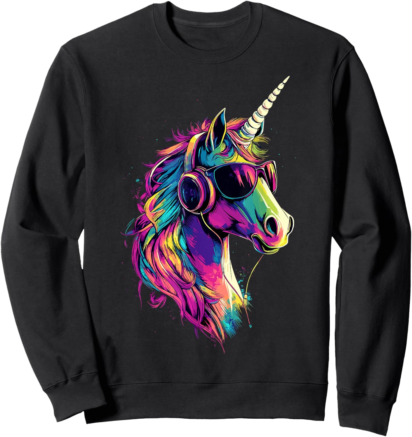Unicorn Colourful Rainbow Rider Horses Riding Unicorns , black Sweatshirt - Sweatshirt | Black