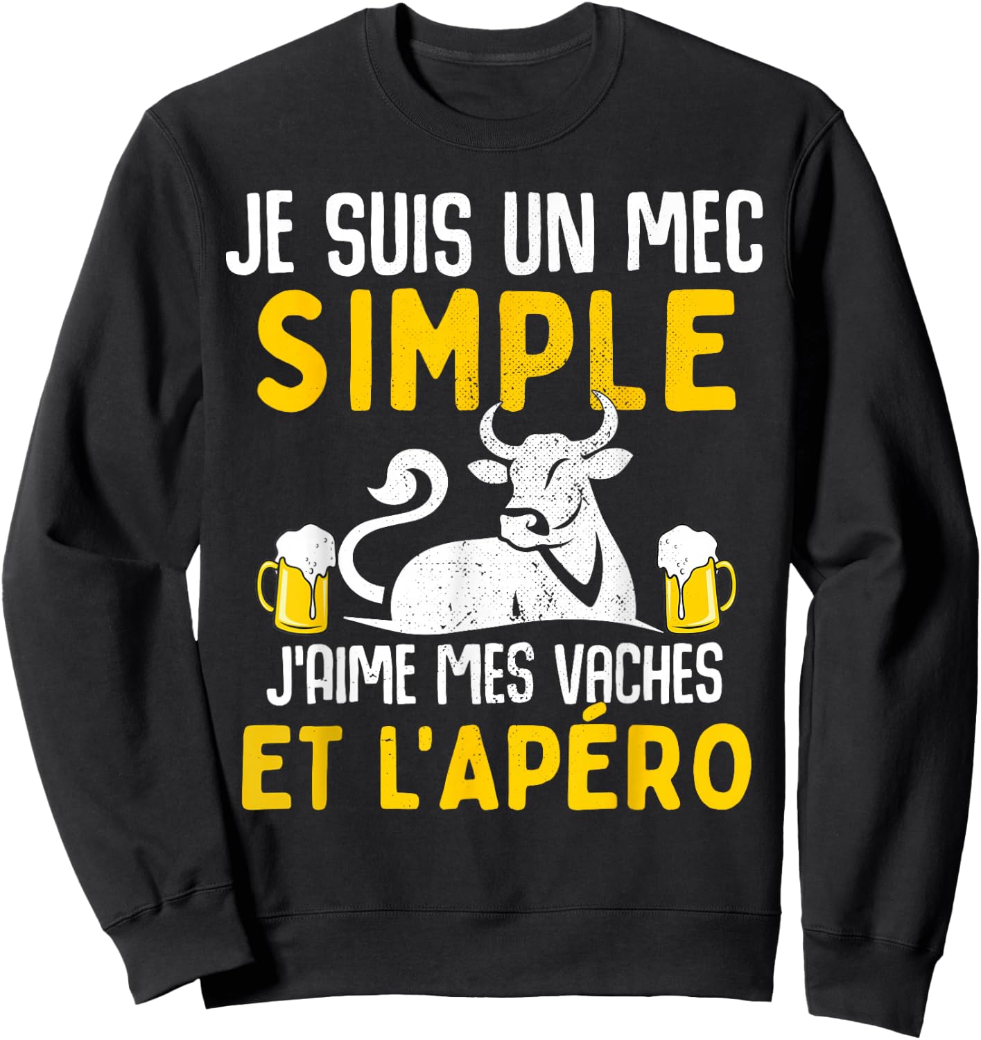 I am a simple guy I love my cows aperitif humour cow , Black, S Sweatshirt - Sweatshirt | Black