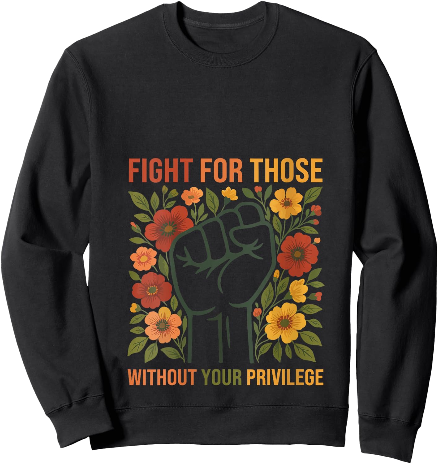 Fight For Those Without Your Privilege, Retro Women Rights V-Neck Sweatshirt - Sweatshirt | Black