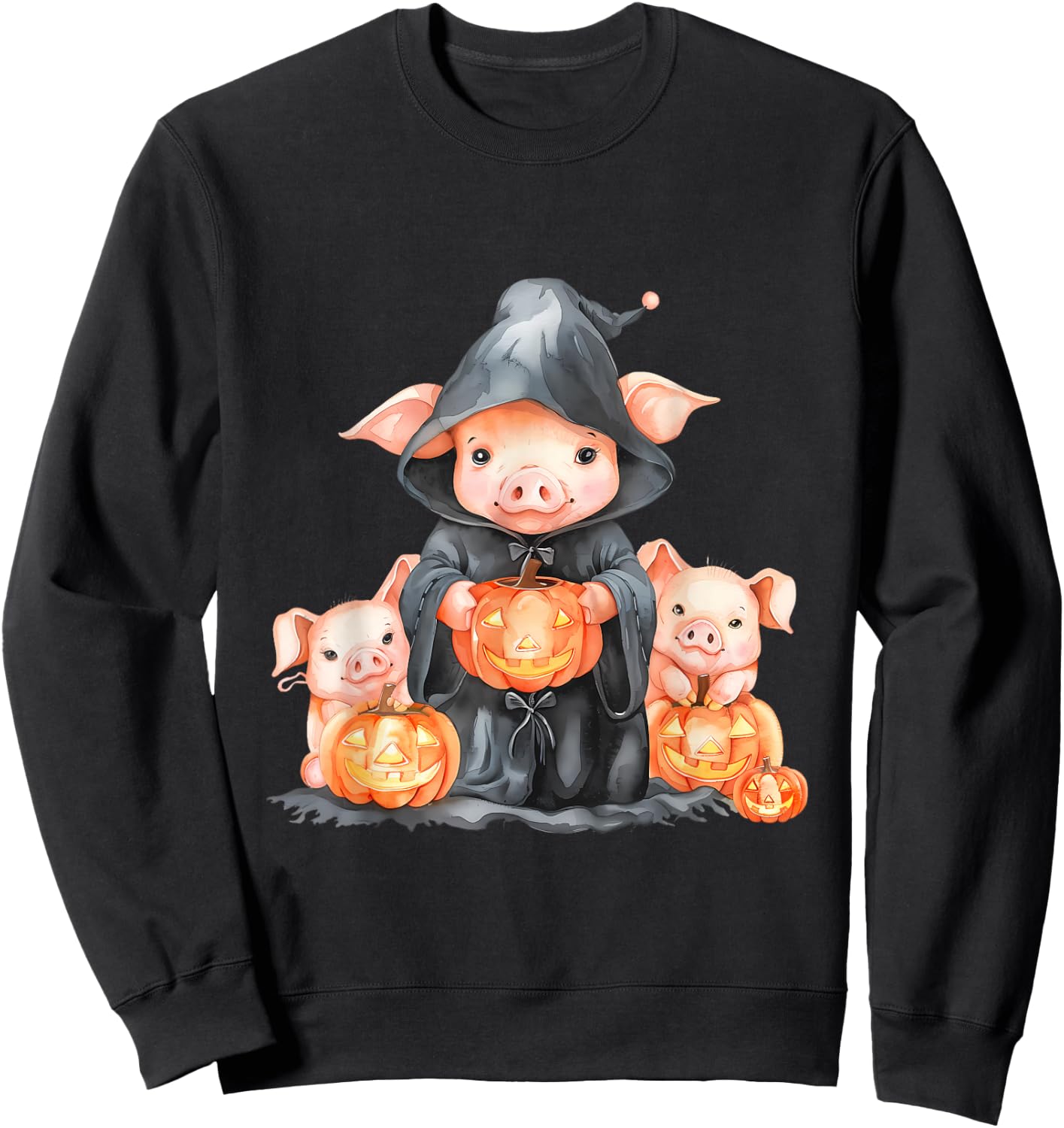 Halloween Pig Witchcraft Ghost Scary Pumpkin Trick Or Treat Sweatshirt - Sweatshirt | Black