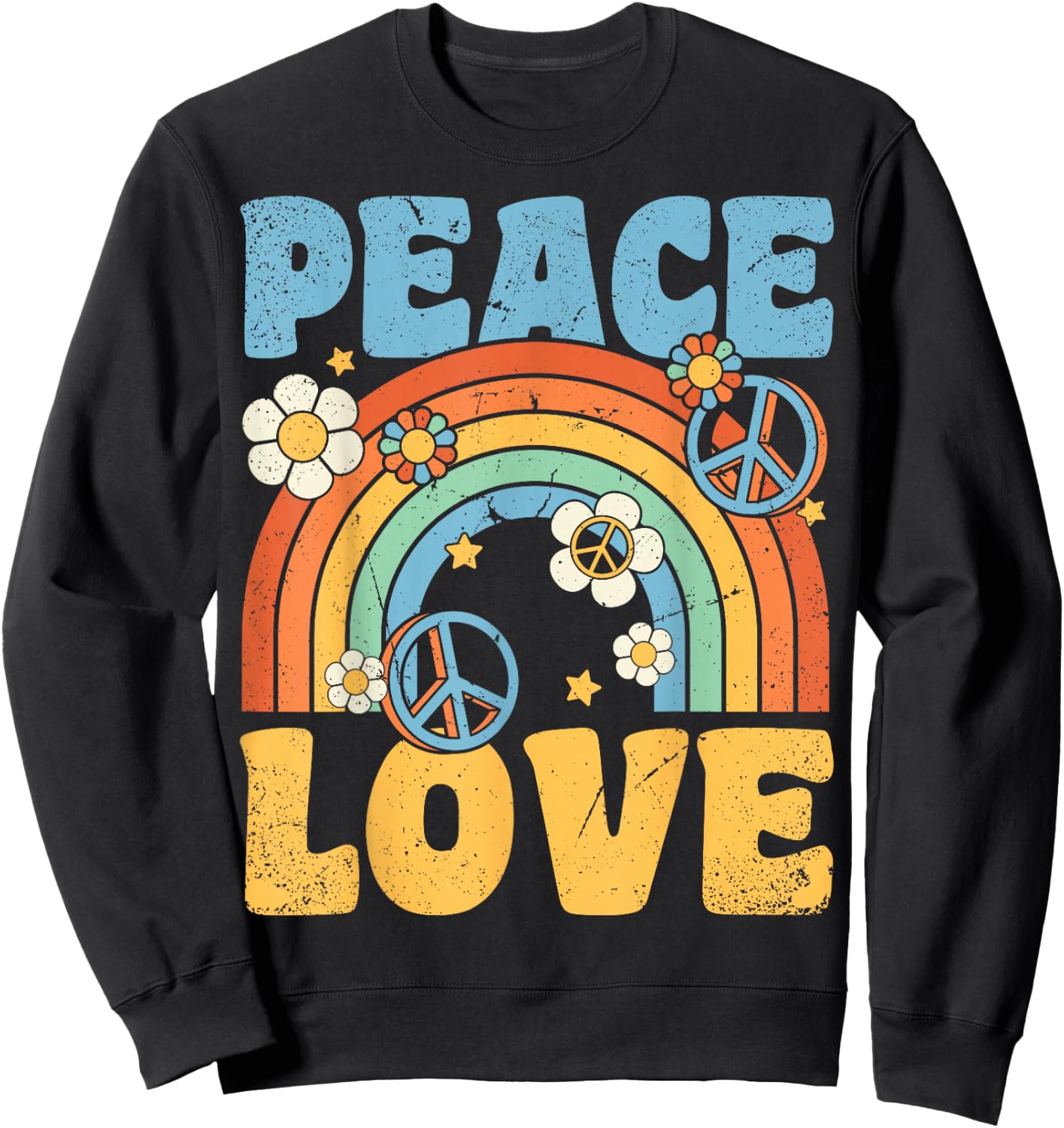 Peace Love 60's 70's 80's Party Outfit Groovy Hippie Costume , black Sweatshirt - Sweatshirt | Black