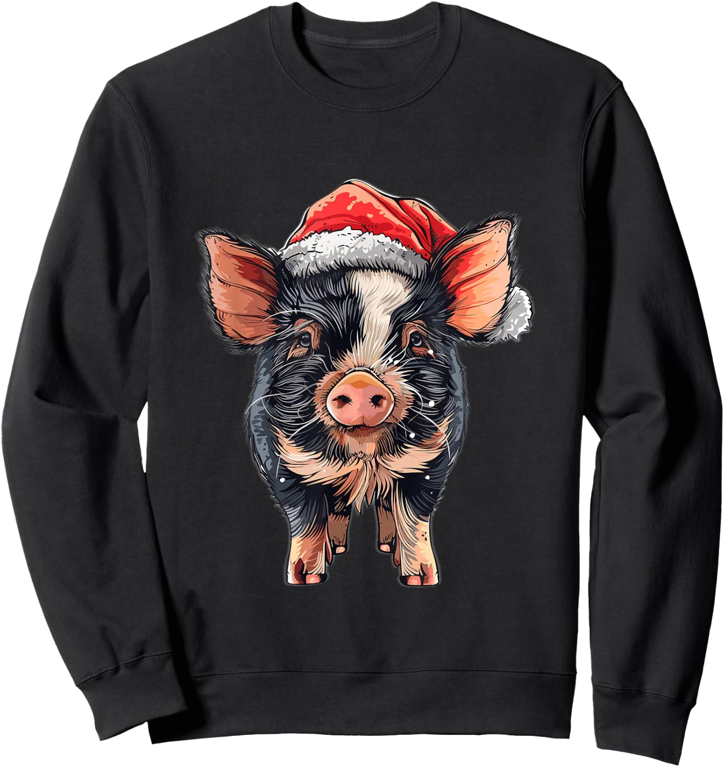 Kune Kune Pig Lover Xmas Christmas Hat Kunekune Pig Sweatshirt - Sweatshirt | Black