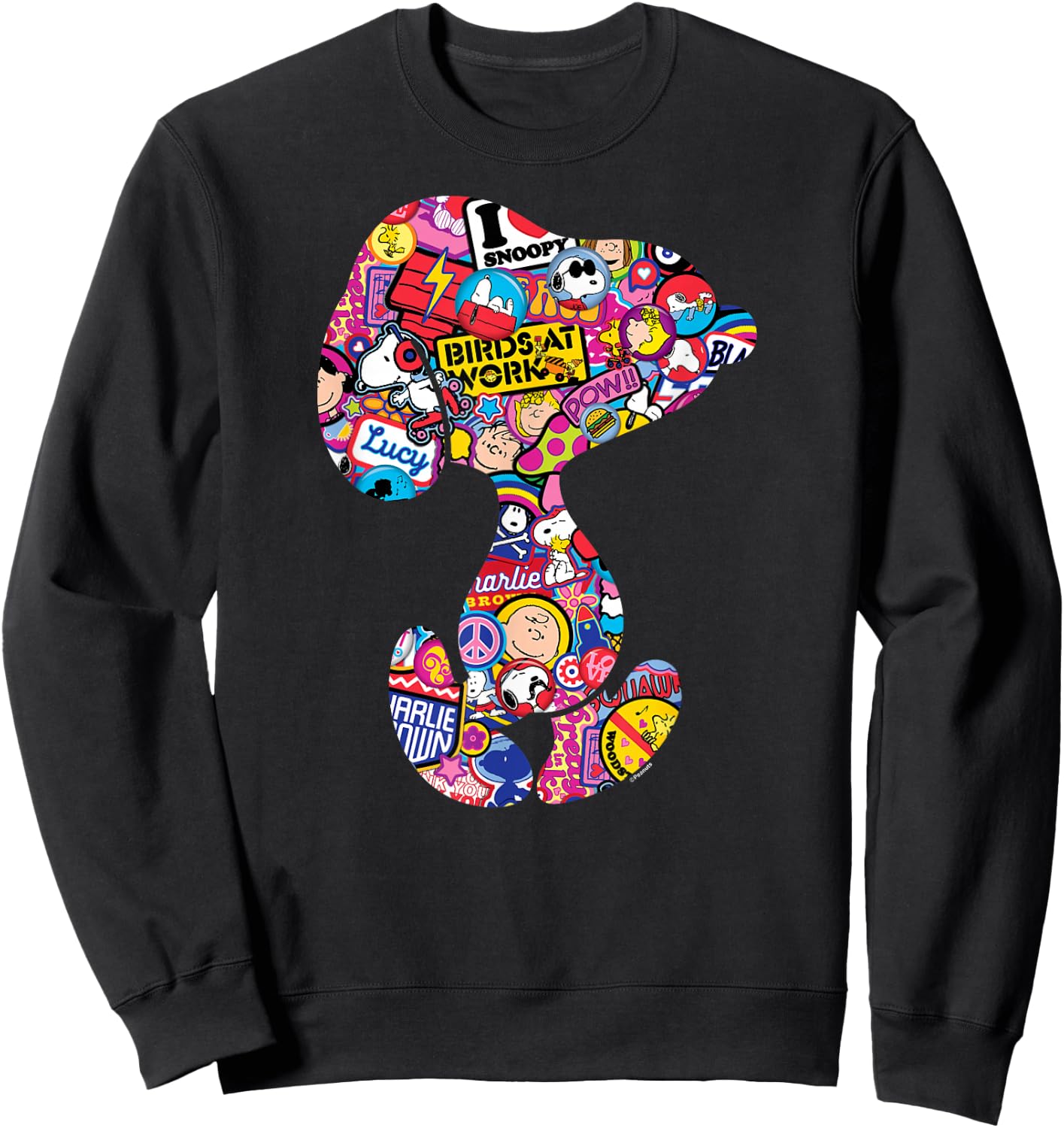 Peanuts Snoopy Silhoutte Pattern , black Sweatshirt - Sweatshirt | Black