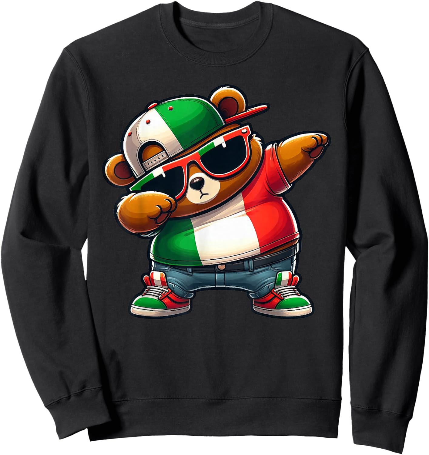 Italian Bear Italia Dab Dabbing Boys Kids 2024 , Blue, S Sweatshirt - Sweatshirt | Black