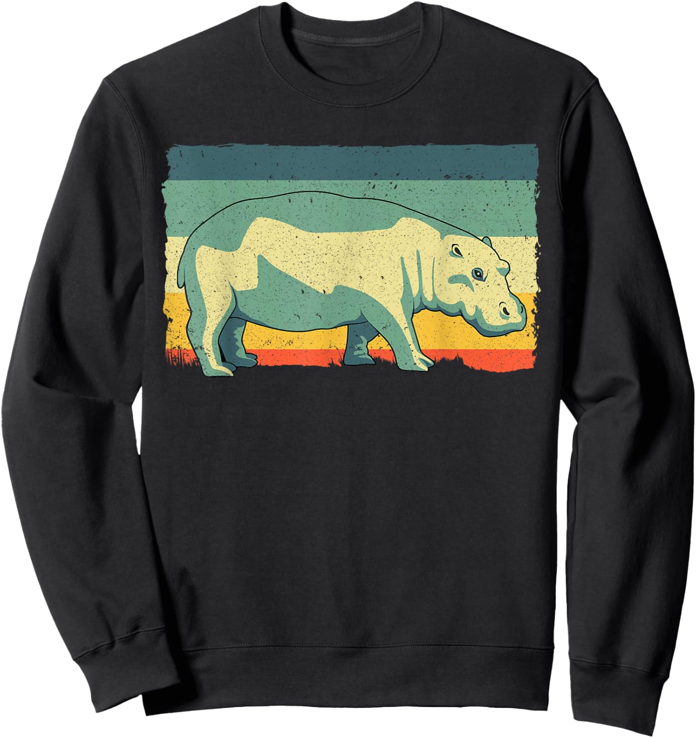 Funny Hippopotamus Design Women Kids Hippo Lovers Sweatshirt - Sweatshirt | Black