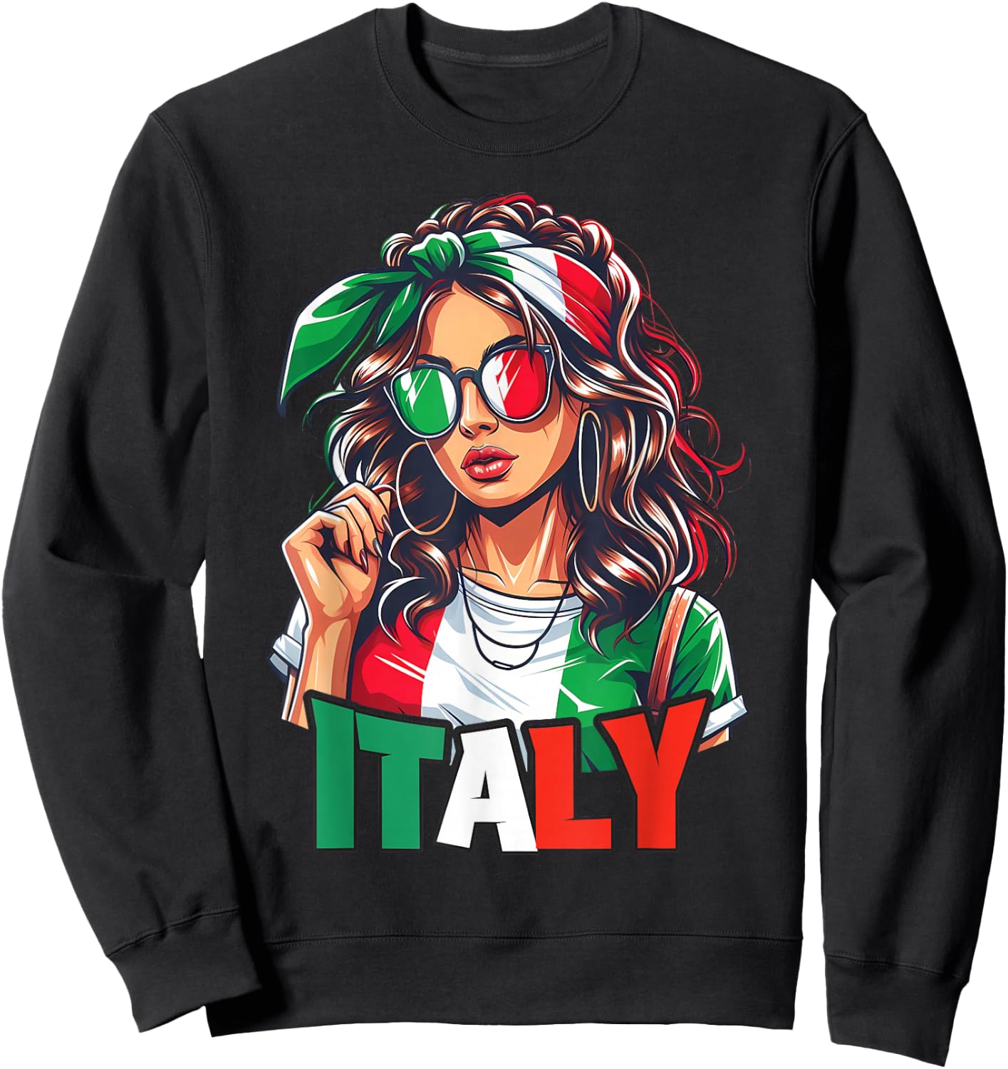 Italy Flag Woman Sunglasses Girls Italy & Italia , black Sweatshirt - Sweatshirt | Black