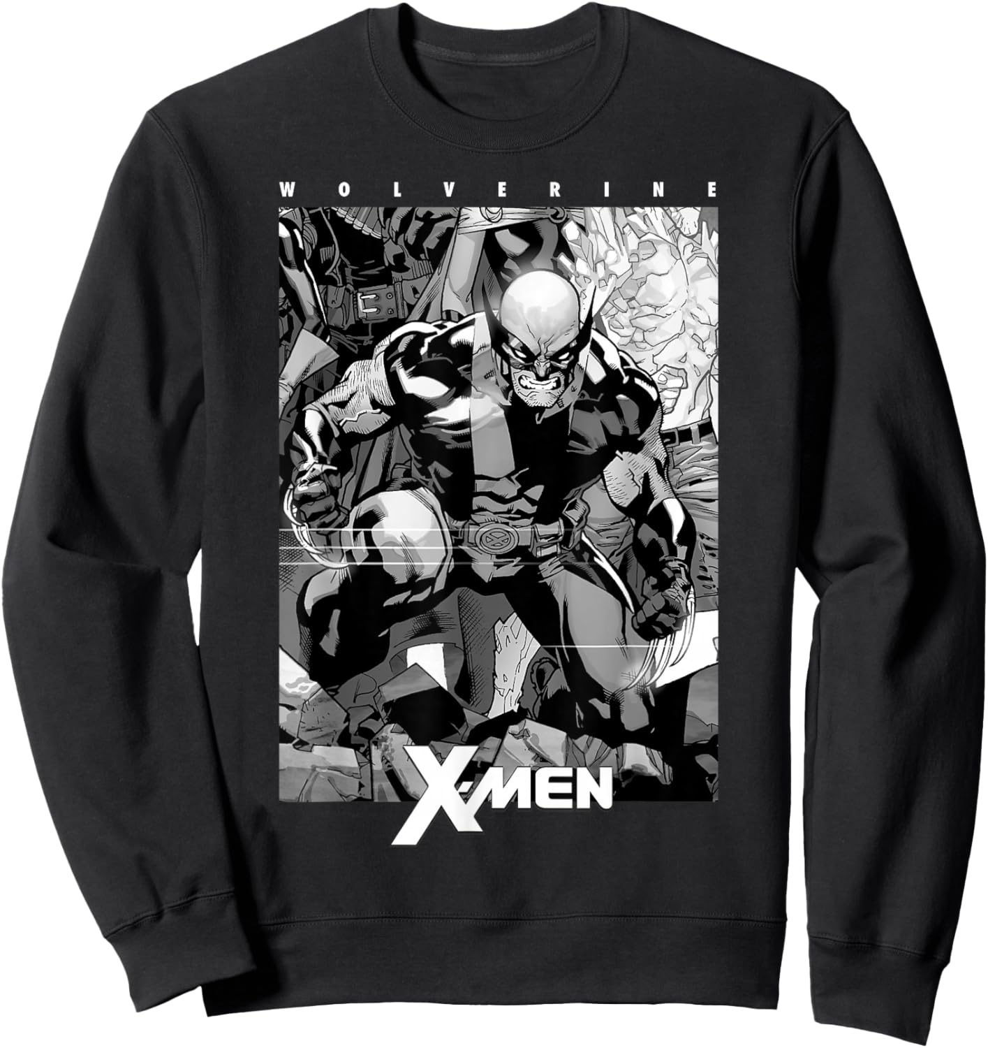Marvel X-Men Wolverine Black & White Comic Panel Sweatshirt - Sweatshirt | Black