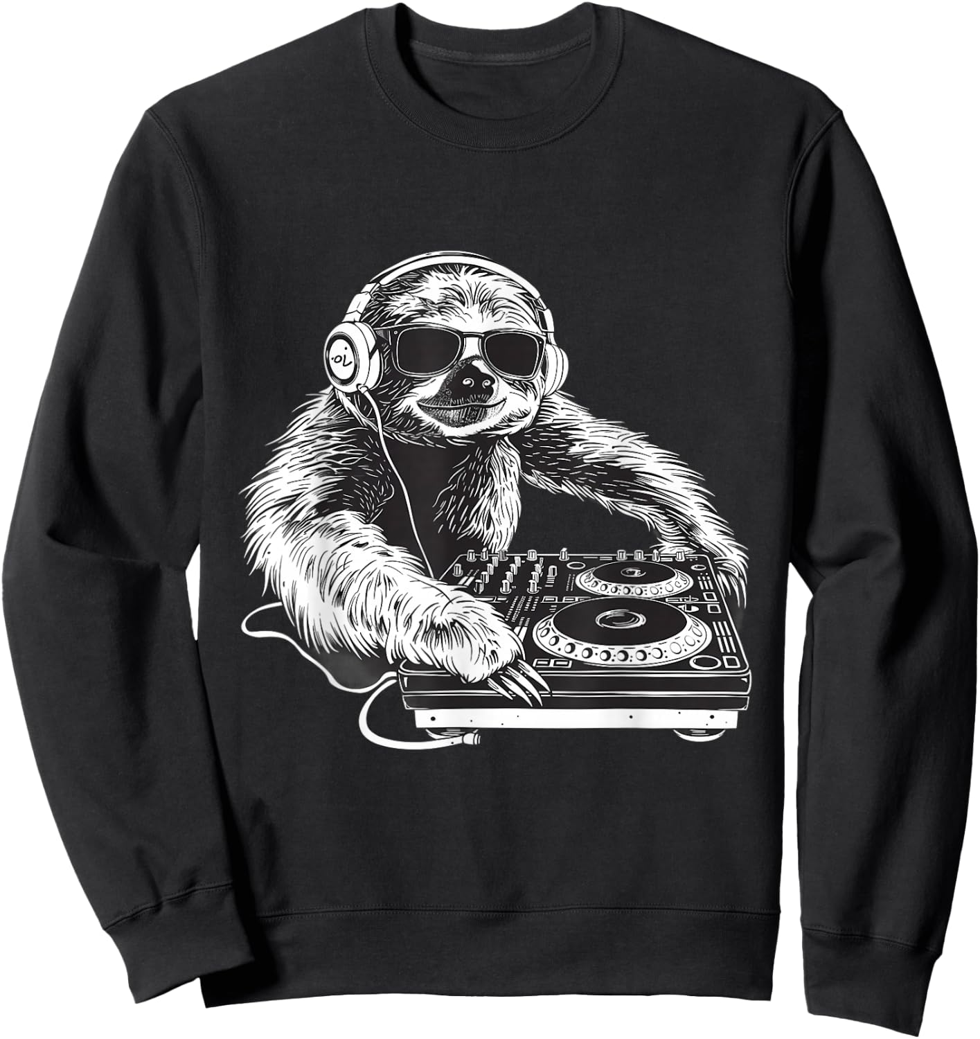 Sloth DJ Music Producer Turntable DJ Sloth House Techno EDM Sweatshirt - Sweatshirt | Black