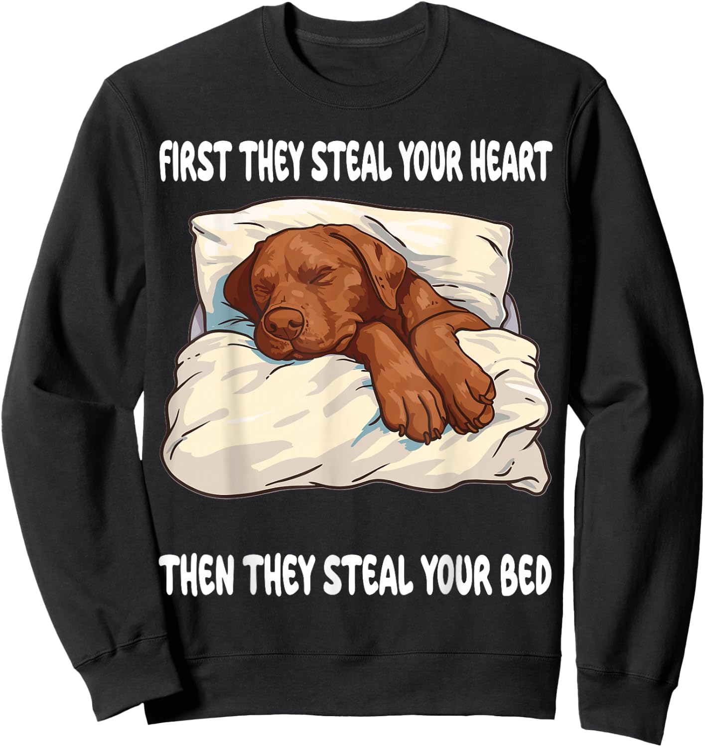 Chesapeake Bay Retriever Sleeping Pajamas Nightgown Sweatshirt - Sweatshirt | Black