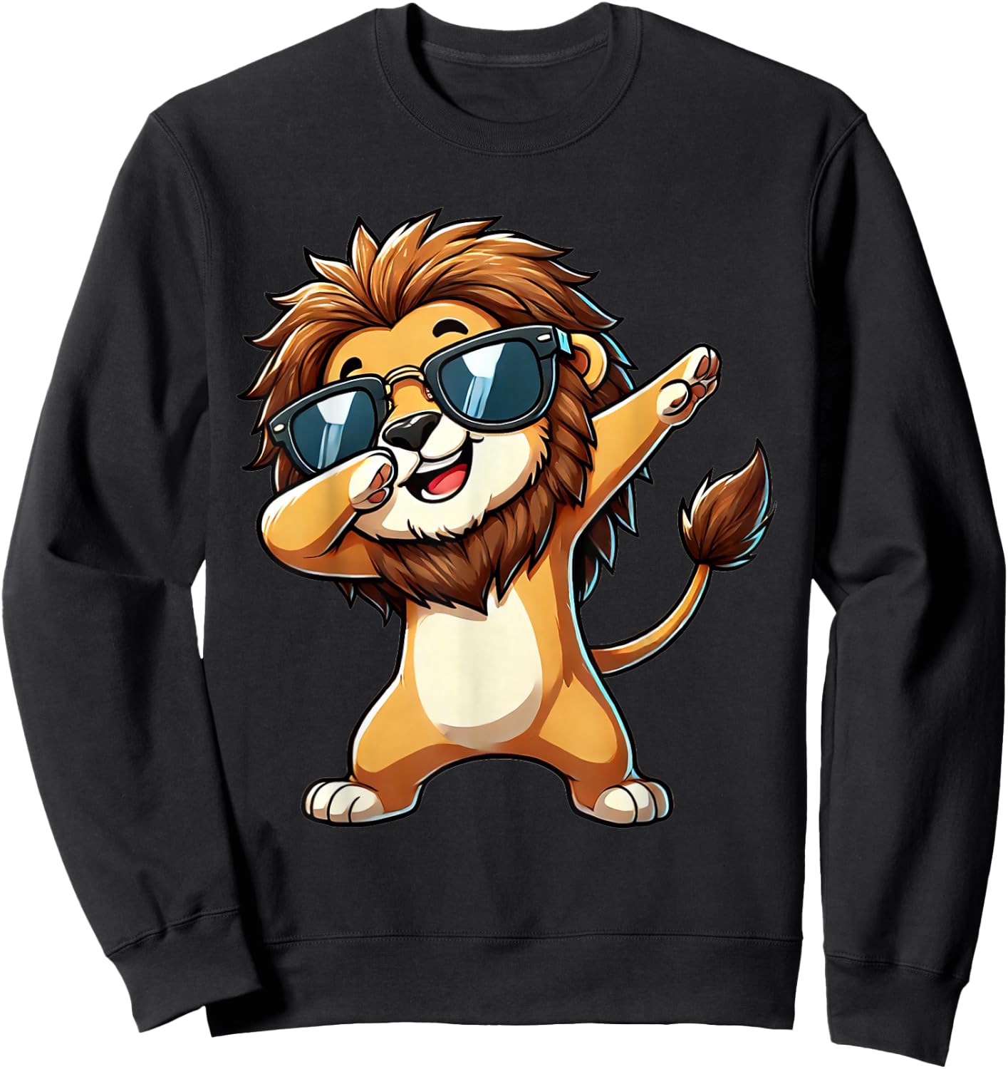 Lion Dabbing Cute Lion Dancing , black Sweatshirt - Sweatshirt | Black