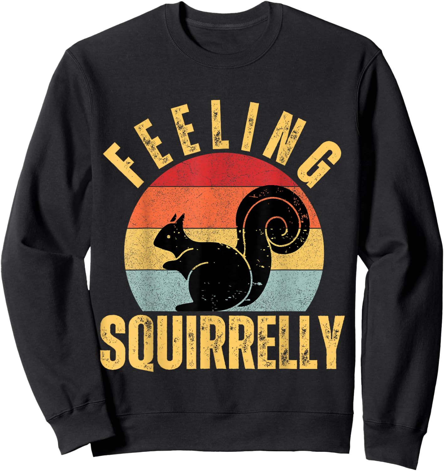 Feeling Squirrelly retro Sunset Squirrel Lover Sweatshirt - Sweatshirt | Black
