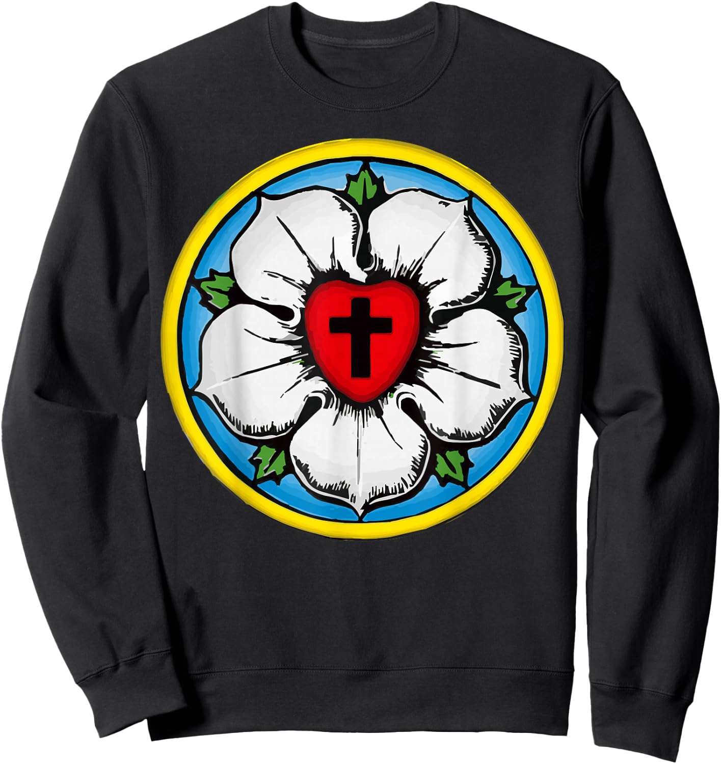 Luther Rose Seal Lutheran Symbol Christian Cross Sweatshirt - Sweatshirt | Black