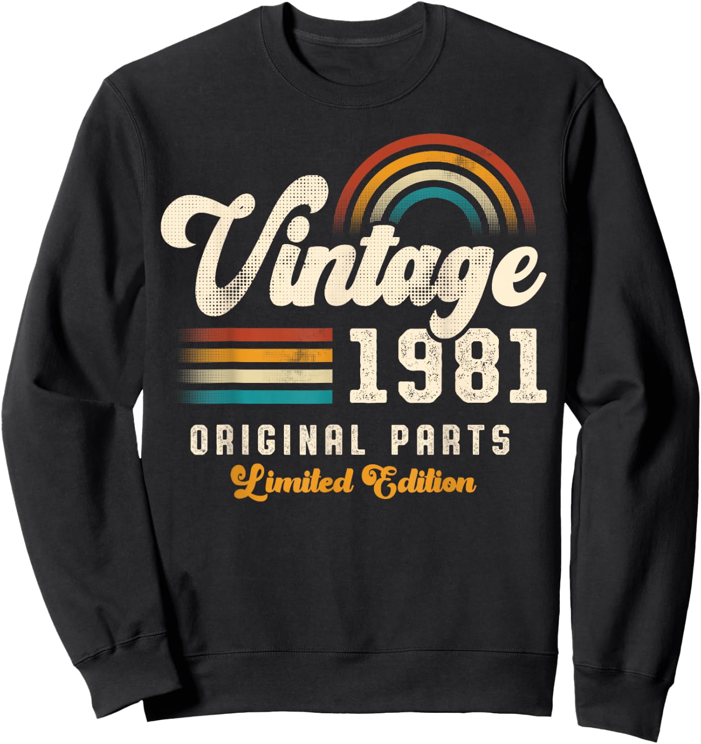 Vintage 1981 Original Parts 44th Anniversary Retro Sweatshirt - Sweatshirt | Black