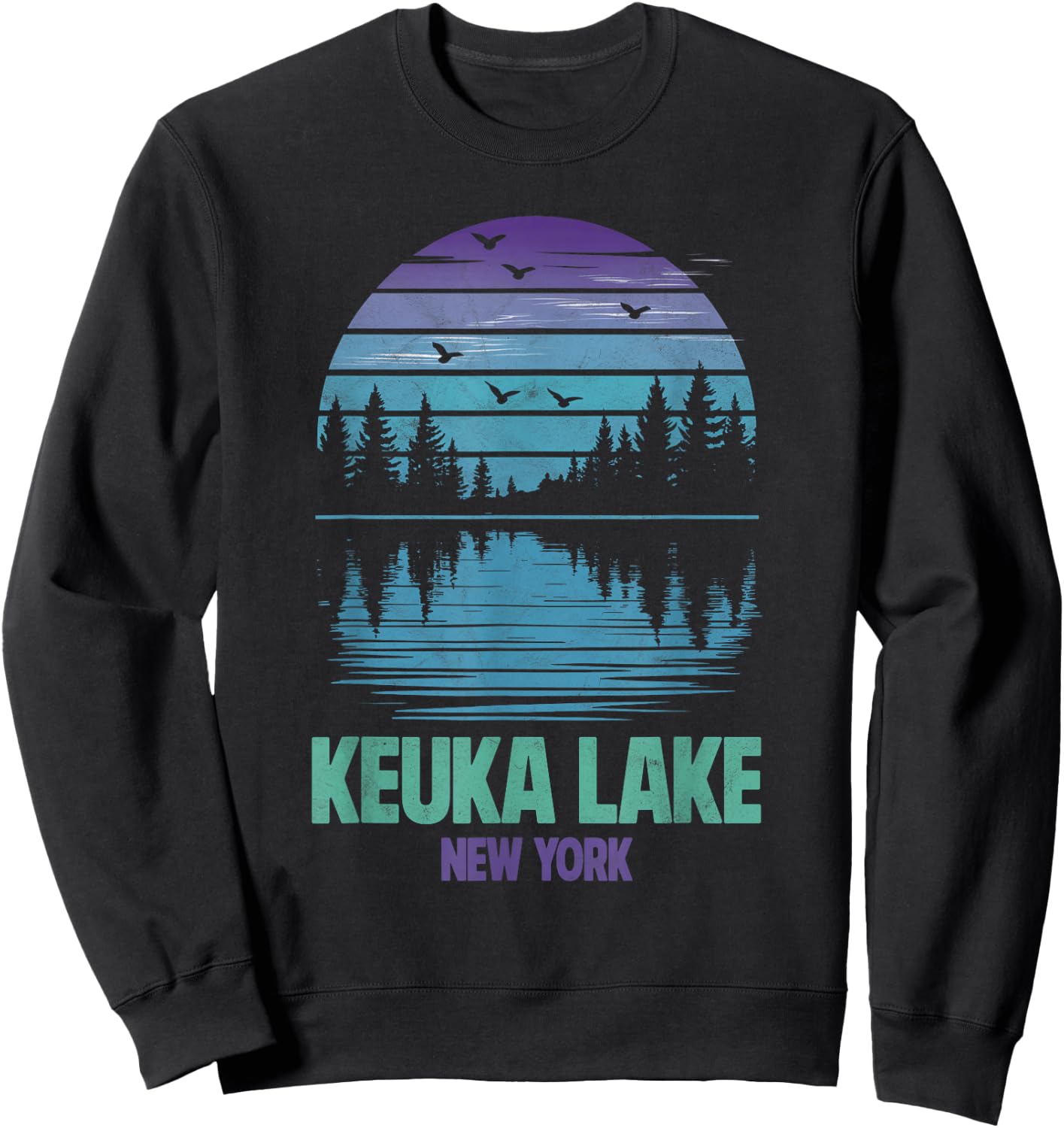 Keuka Lake New York Outdoors Vintage Sweatshirt - Sweatshirt | Black
