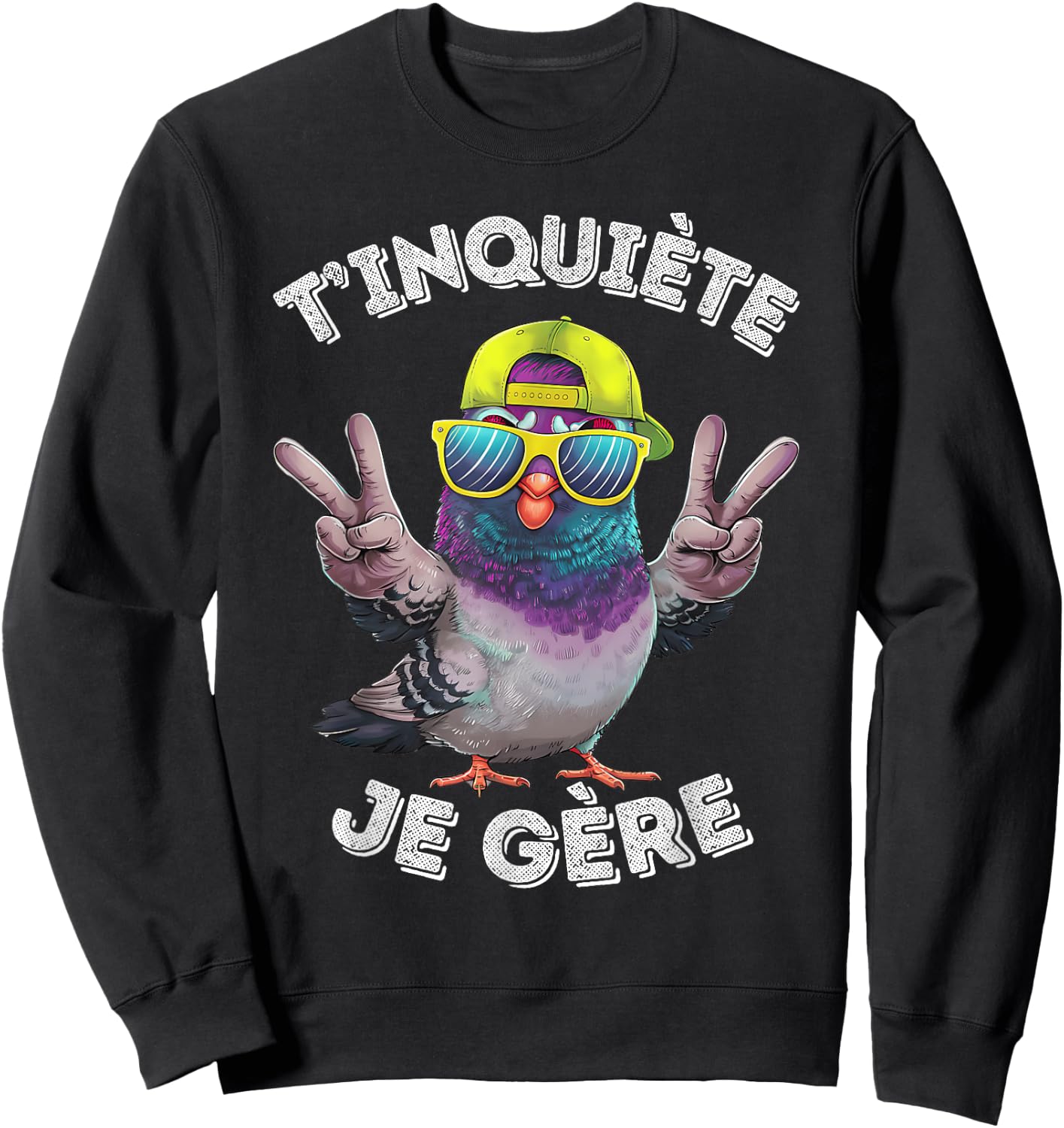 Pigeon Accessory Humour Beer Aperitif T'inquiète Je Gère , Black, S Sweatshirt - Sweatshirt | Black