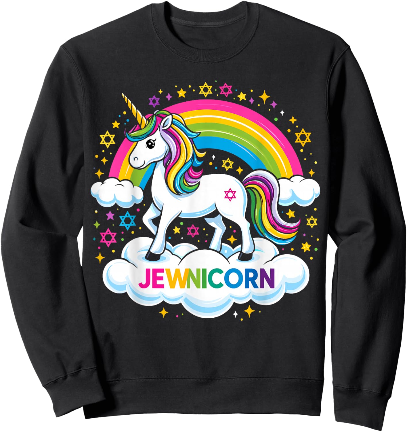 Hanukkah Jewnicorn Funny Jewish Unicorn Sweatshirt - Sweatshirt | Black