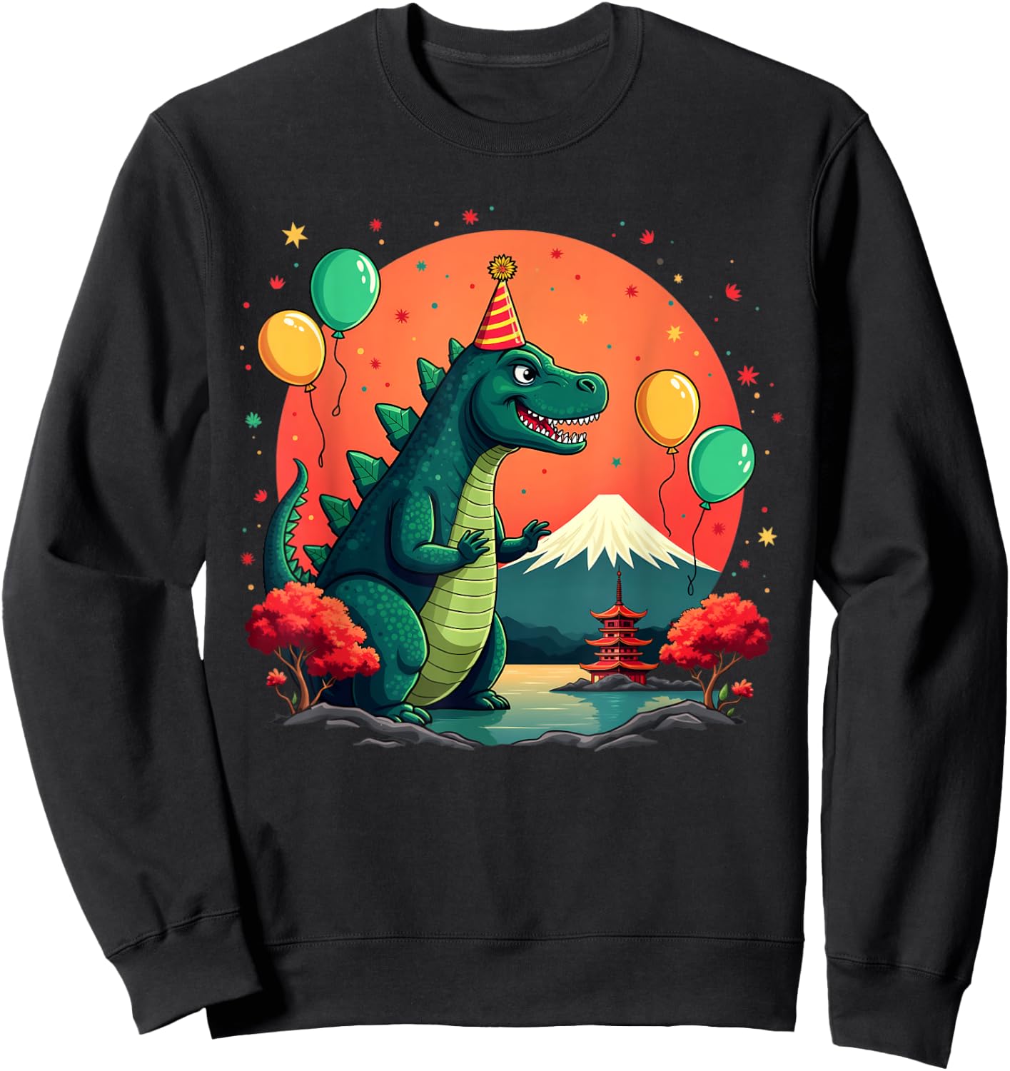 Kaiju Birthday Japan Monster Movie Bday Party Decorations Sweatshirt - Sweatshirt | Black