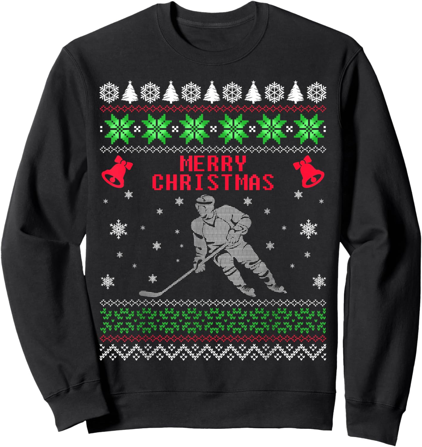 Hockey Ugly Christmas Sweater , Funny Men Women Gift Sweatshirt - Sweatshirt | Black