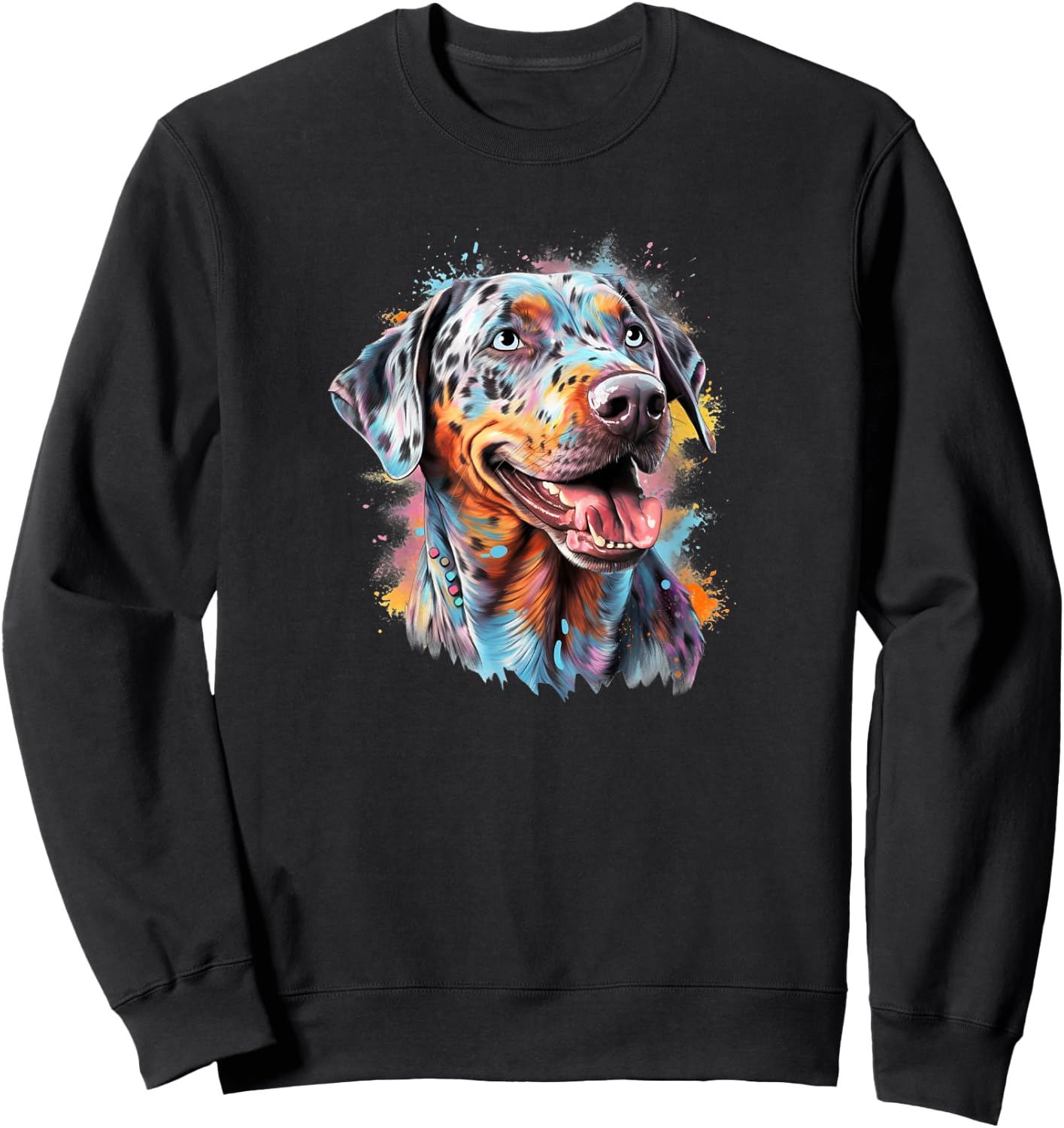 Cute Colorful Watercolor Paint Girls Catahoula Lover Sweatshirt - Sweatshirt | Black