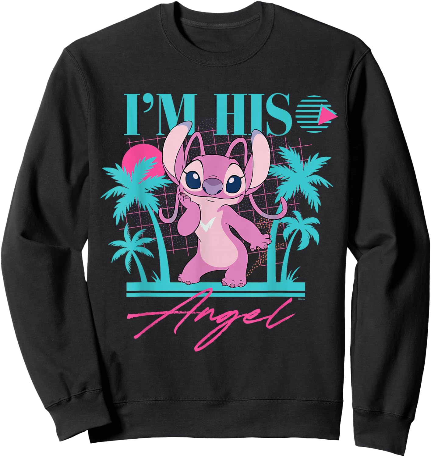 Disney Stitch Retro ’90s Couples Matching I’m His Angel Sweatshirt - Sweatshirt | Black
