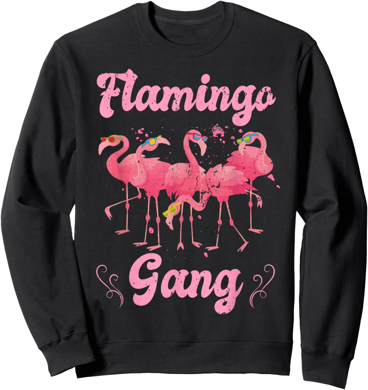 Flamingo Gang Squad Junggesellinnenabschied Brautparty Distressed Sweatshirt - Sweatshirt | Black