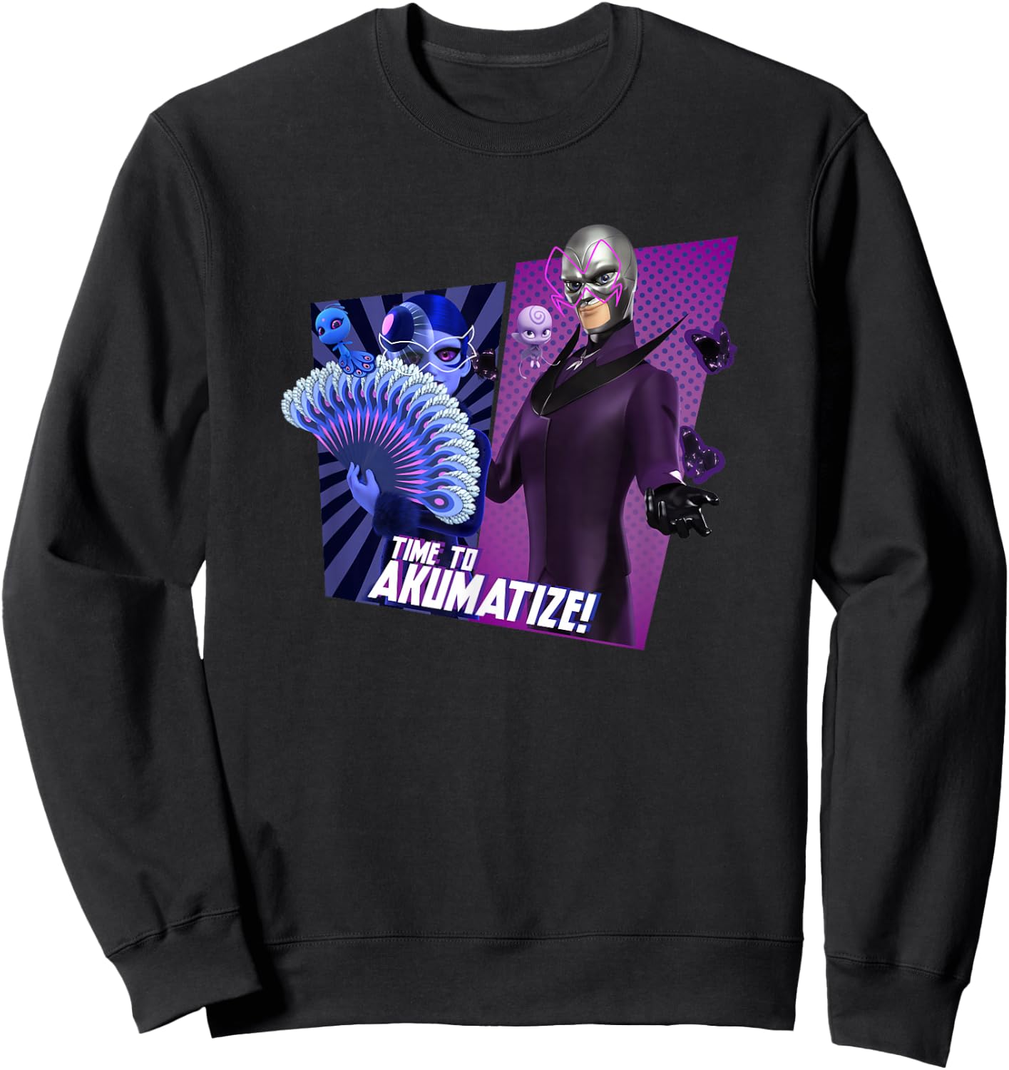 Miraculous Ladybug Hawk Moth and Mayura Time To Akumatize Sweatshirt - Sweatshirt | Black