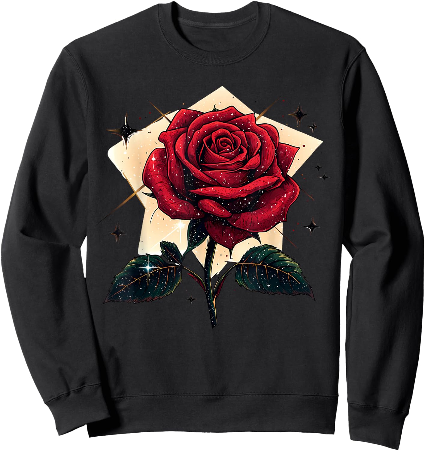 Red Rose Flower Botanist Garden Flower Red Rose Sweatshirt - Sweatshirt | Black