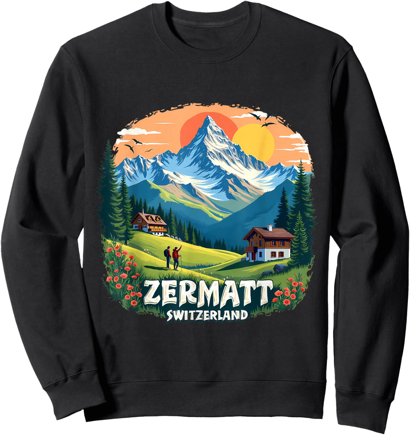 Zermatt Switzerland Alpine Adventure Sweatshirt - Sweatshirt | Black