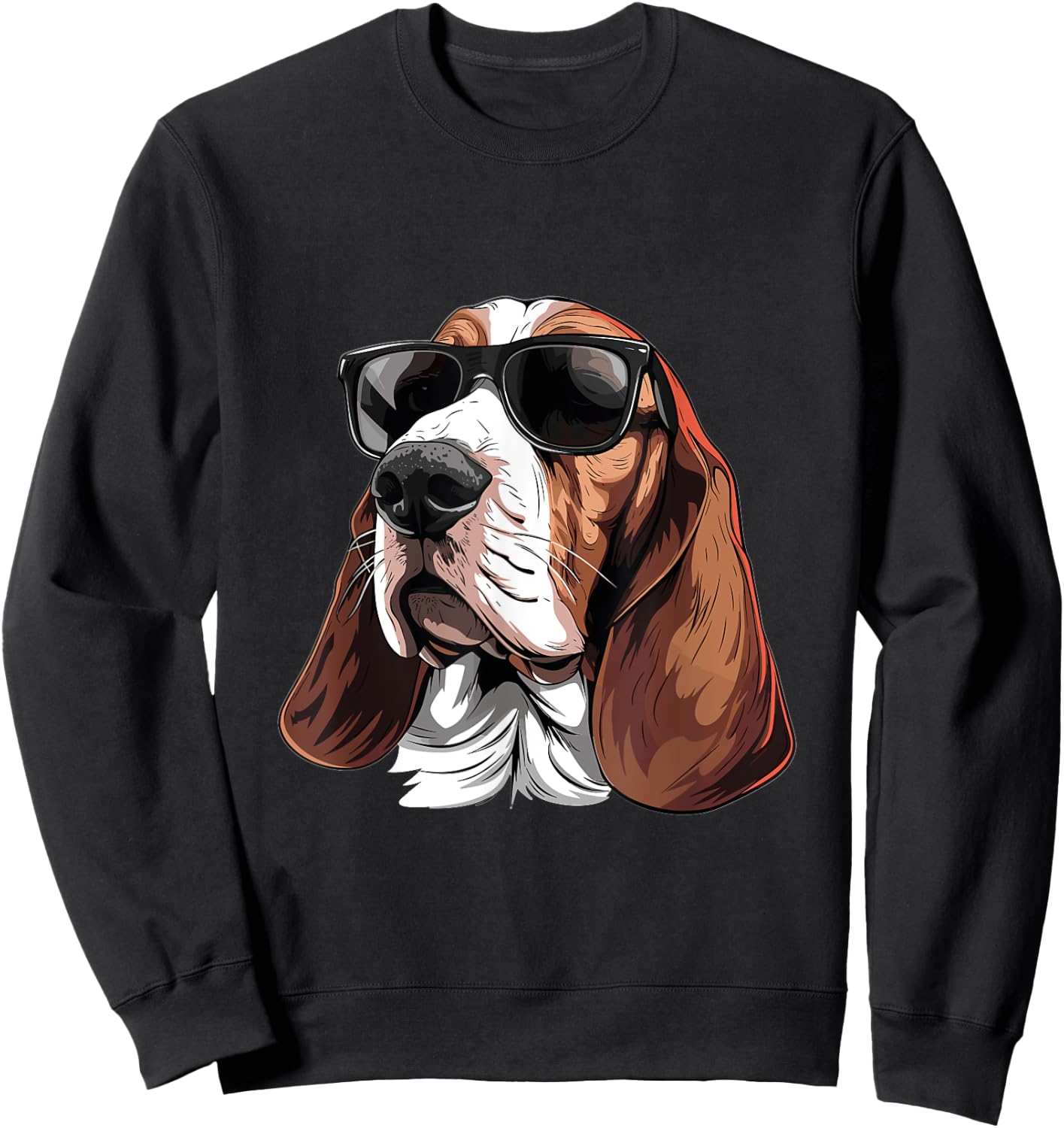 Basset Hound Sunglasses Dog Breed Graphic Sweatshirt - Sweatshirt | Black