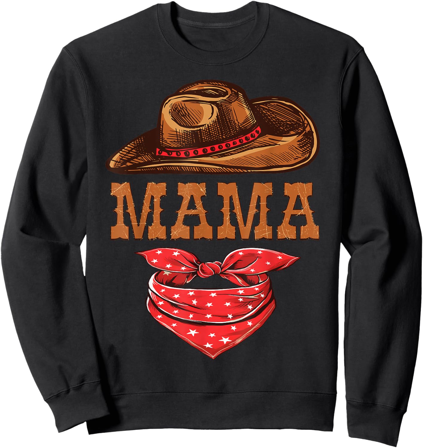 Mama Western Birthday Cowboy Cowgirl Family Matching Sweatshirt - Sweatshirt | Black
