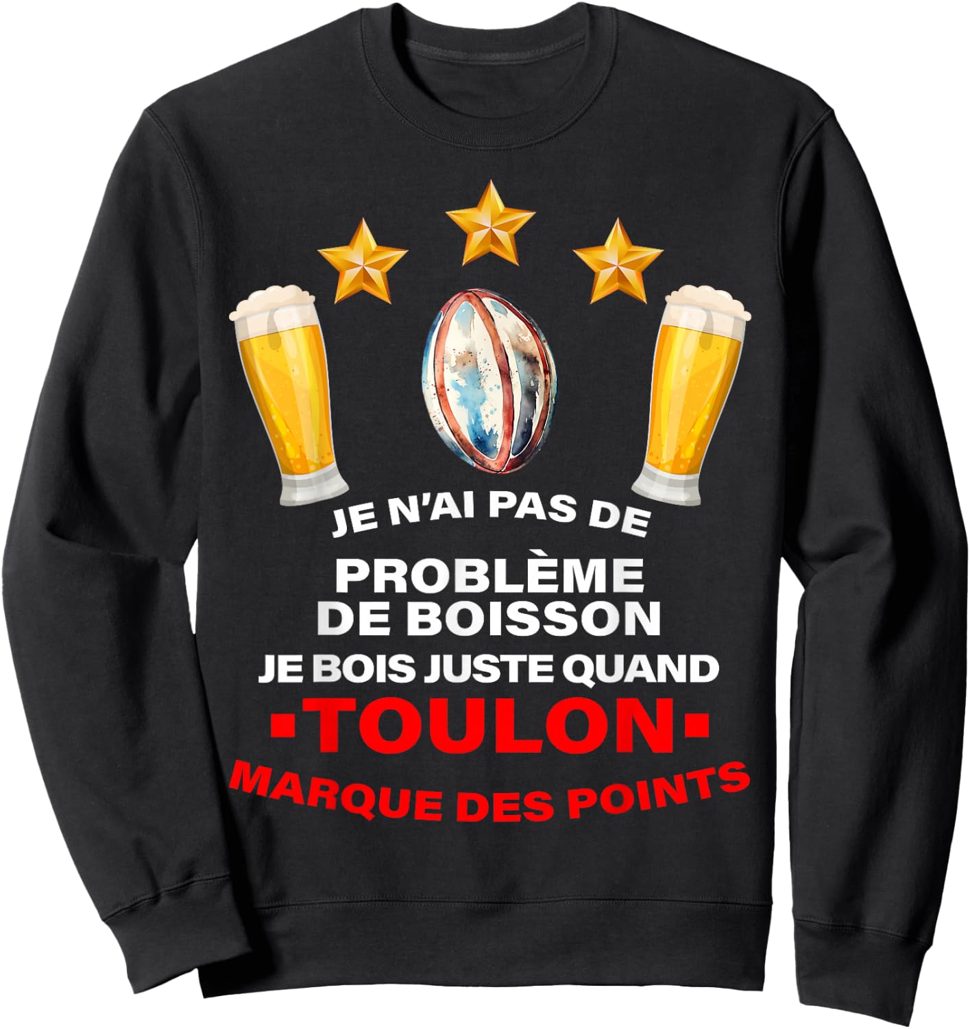 Supporter Rugby Toulon Humour Aperitif Third Half , Black, S Sweatshirt - Sweatshirt | Black