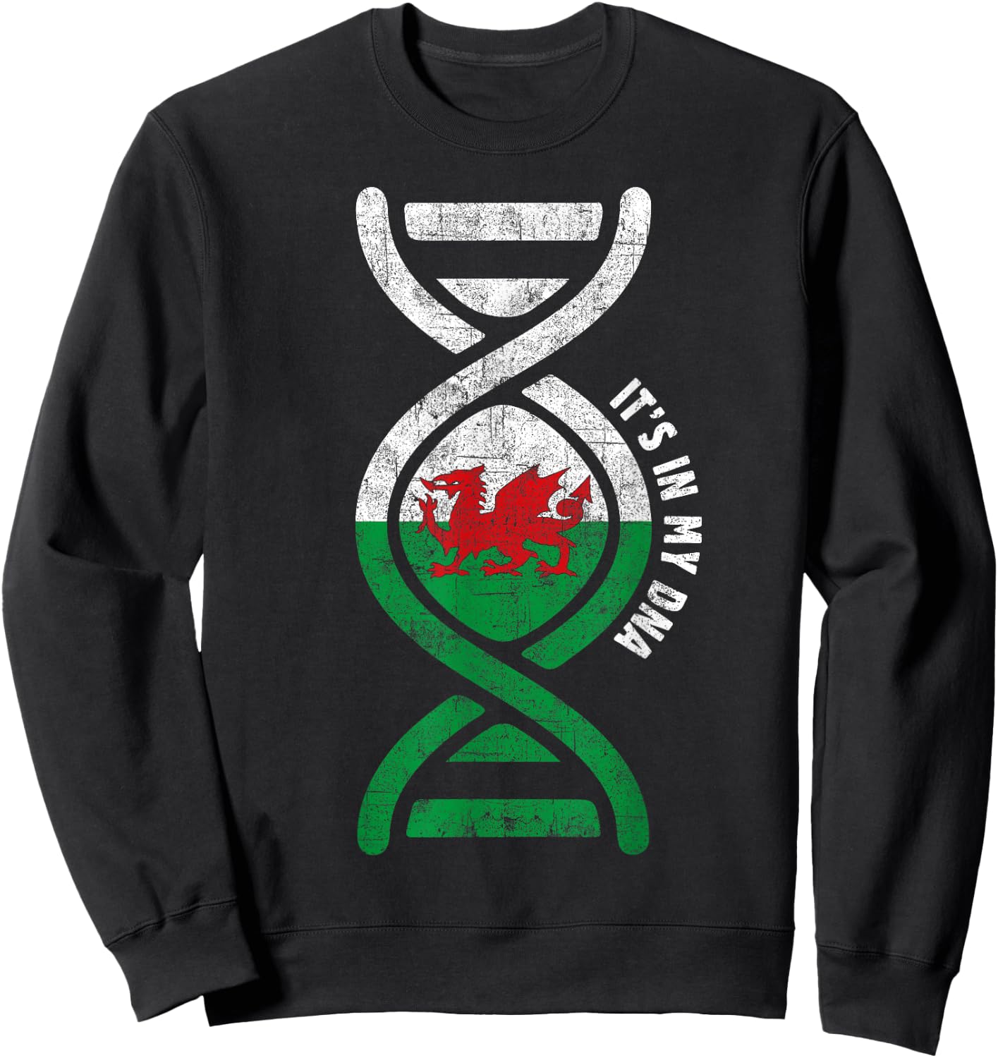 Welsh Flag of Wales Cymru Heritage DNA Graphic Proud Genes Sweatshirt - Sweatshirt | Black
