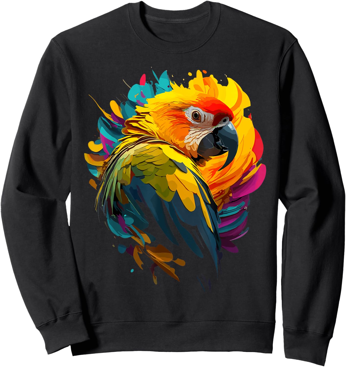 Watercolour Parrot , Kids - Colourful Macaw Parrot Sweatshirt - Sweatshirt | Black