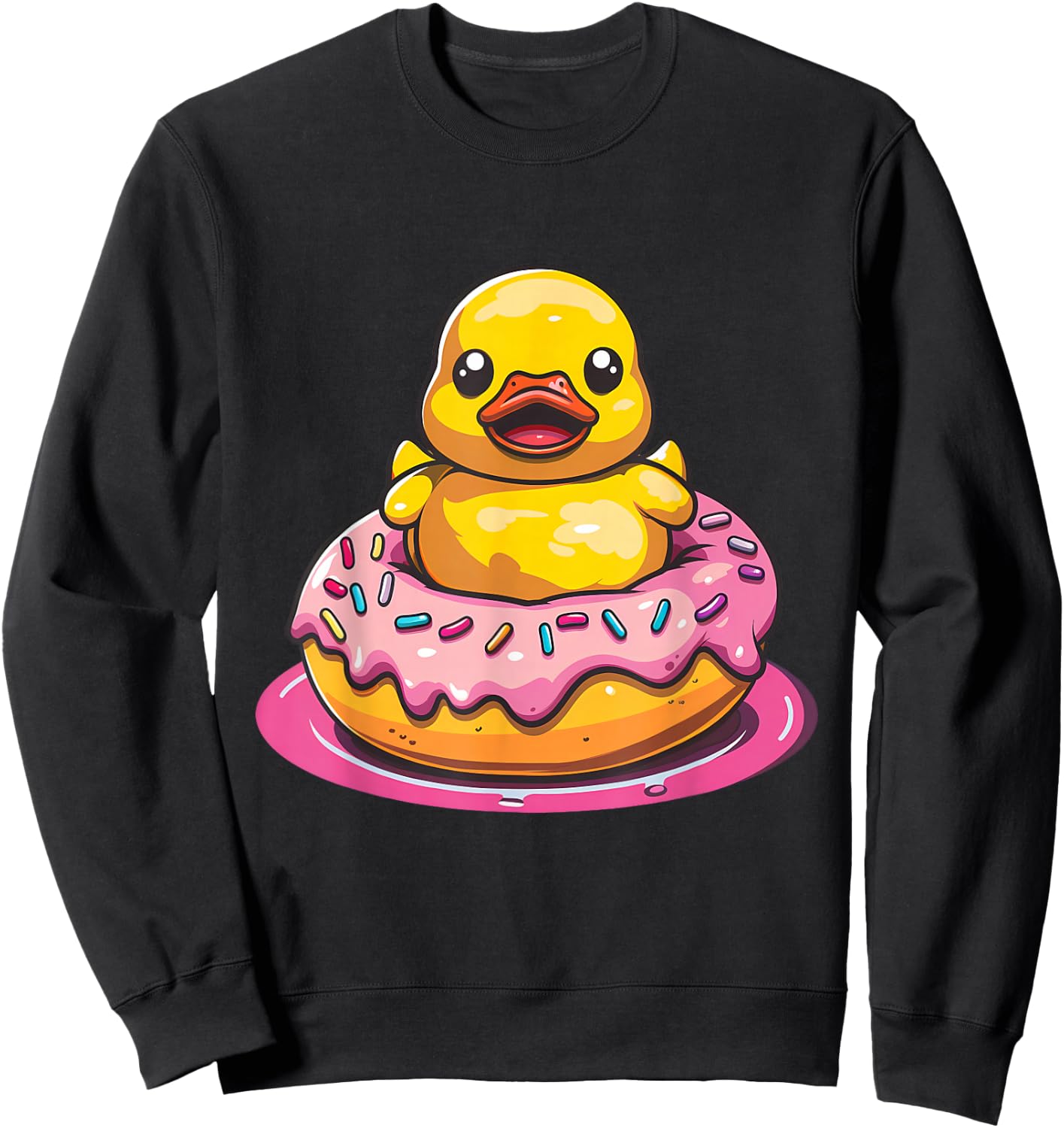 Rubber Duck Rubber Duckie Donut Rubber Duckling Duck Lover Sweatshirt - Sweatshirt | Black