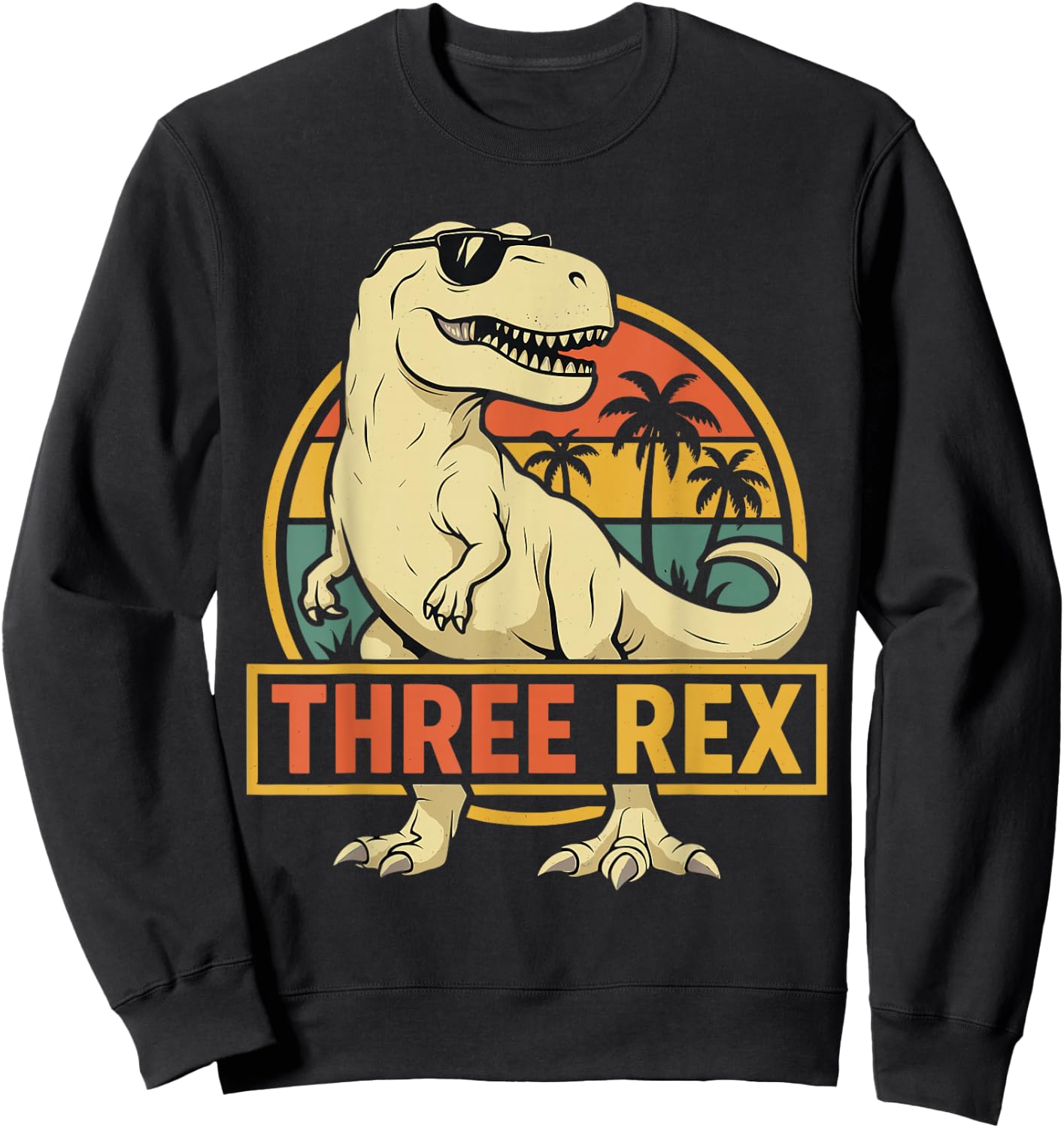 Three Rex 3rd Birthday Third Dinosaur 3 Year Old Sweatshirt - Sweatshirt | Black