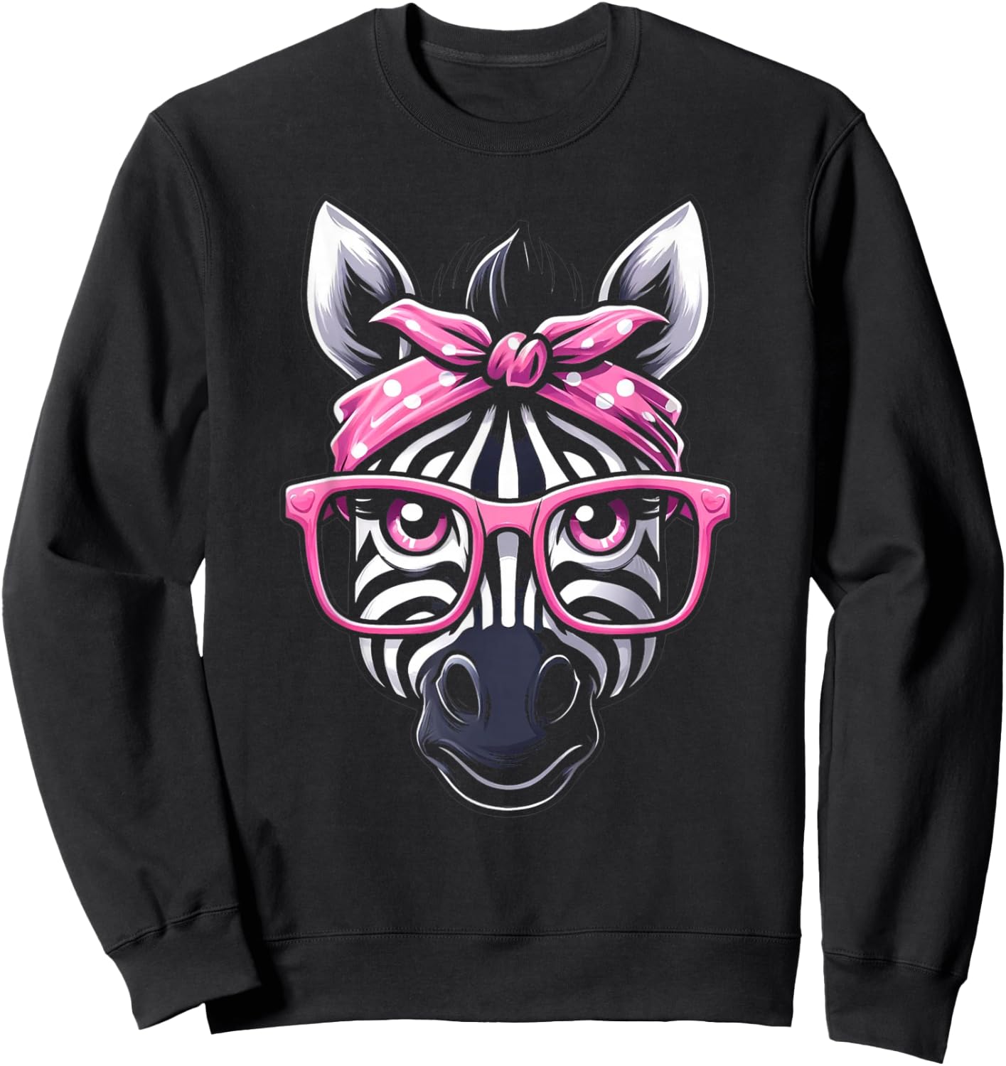 Zebra Pink Bandana Glasses Sweatshirt - Sweatshirt | Black