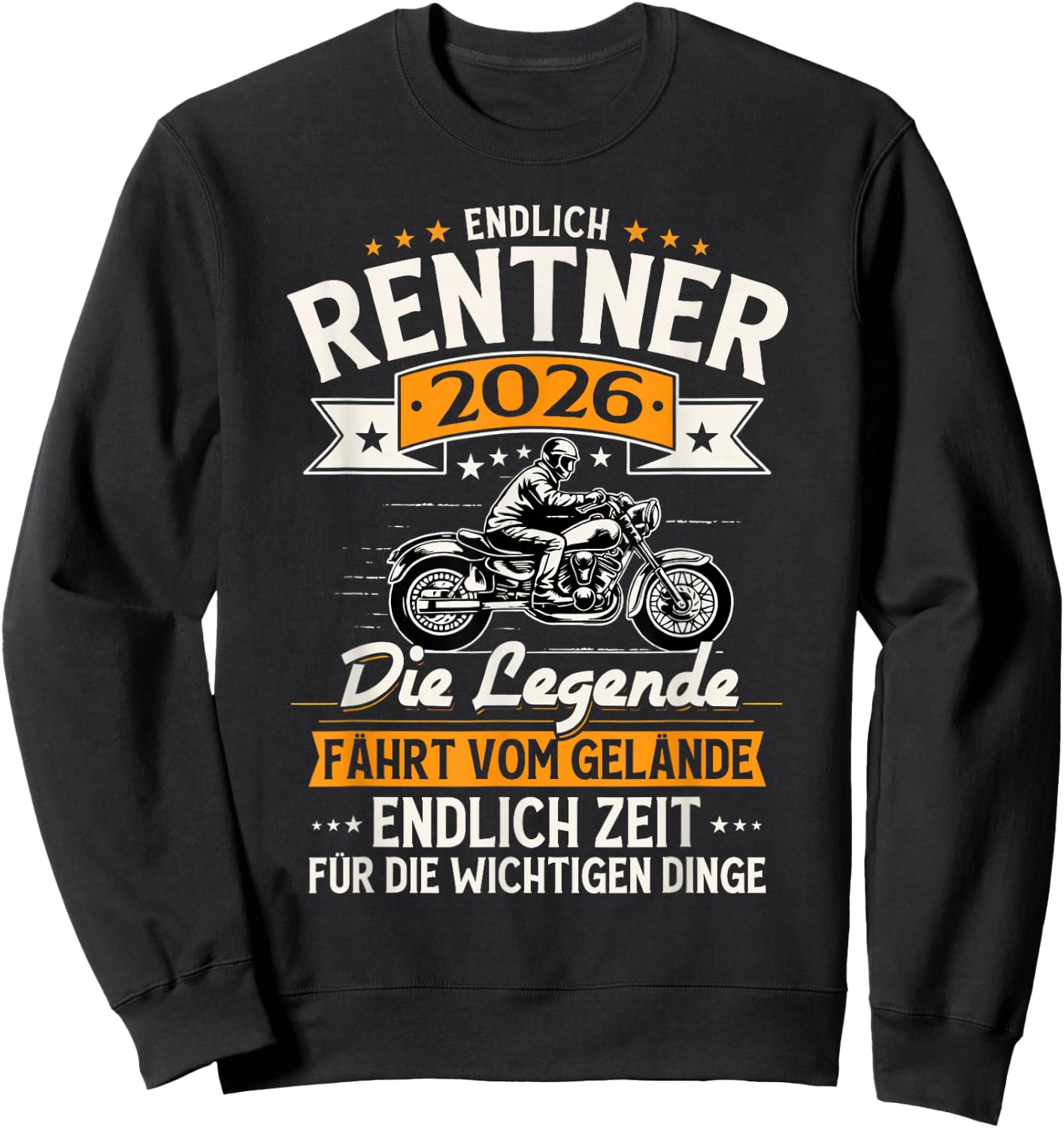 Rentner 2026 Geschenk Mann Biker Rente Ruhestand Lustig Sweatshirt - Sweatshirt | Black
