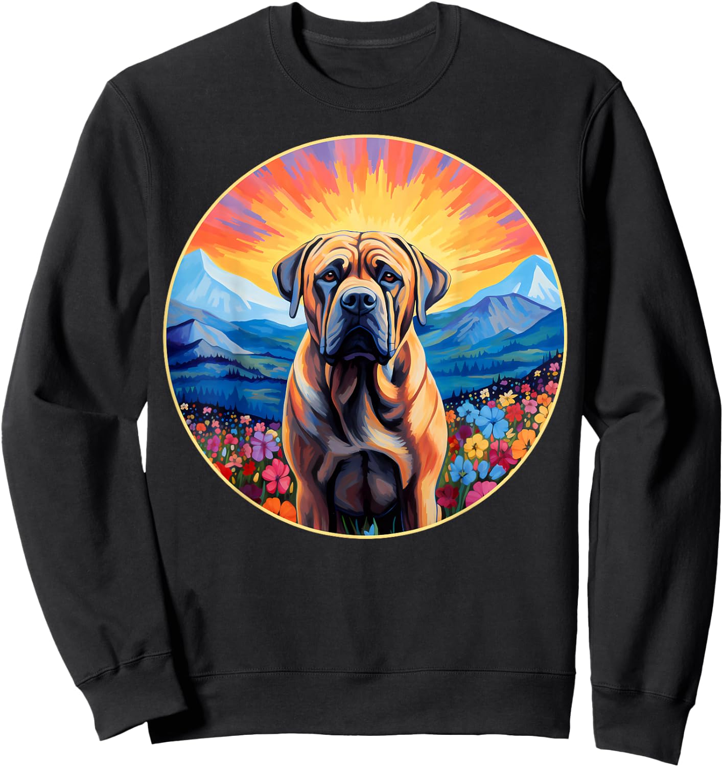Cute Boerboel Flower Mountain South African Mastiff Dog Sweatshirt - Sweatshirt | Black