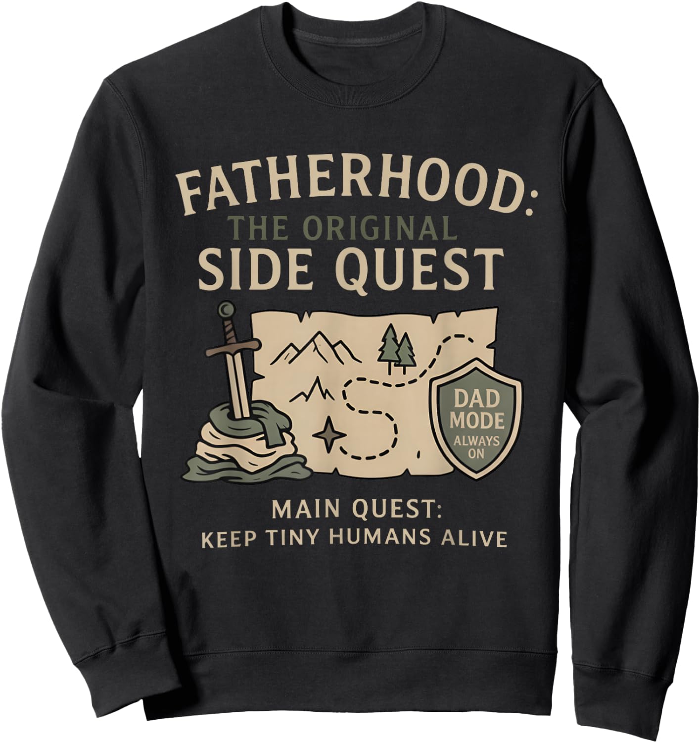 Father Dad Fatherhood The Original Side Quest Dad Mode Sweatshirt - Sweatshirt | Black