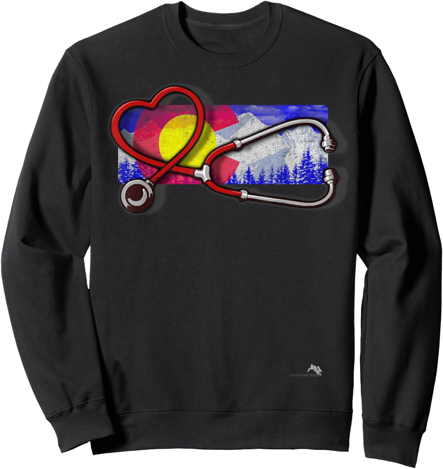 Colorado Nurse - Heart & Stethoscope Sweatshirt - Sweatshirt | Black