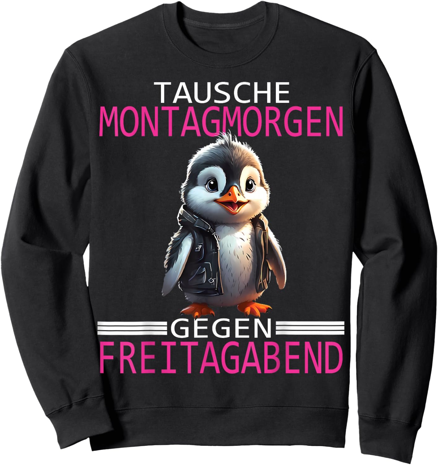 Arbeiten Witziger Lustiger Spruch Fun Sprüche süßes Pinguin Sweatshirt - Sweatshirt | Black