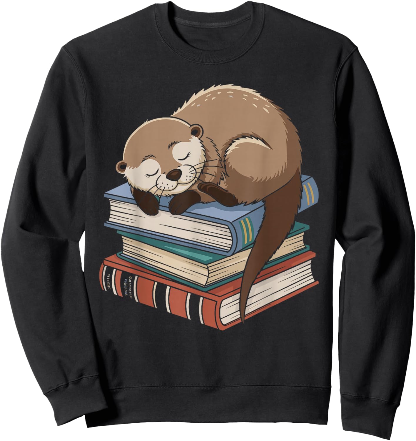 Otter Reading Book Pajama Sleep Sweatshirt - Sweatshirt | Black