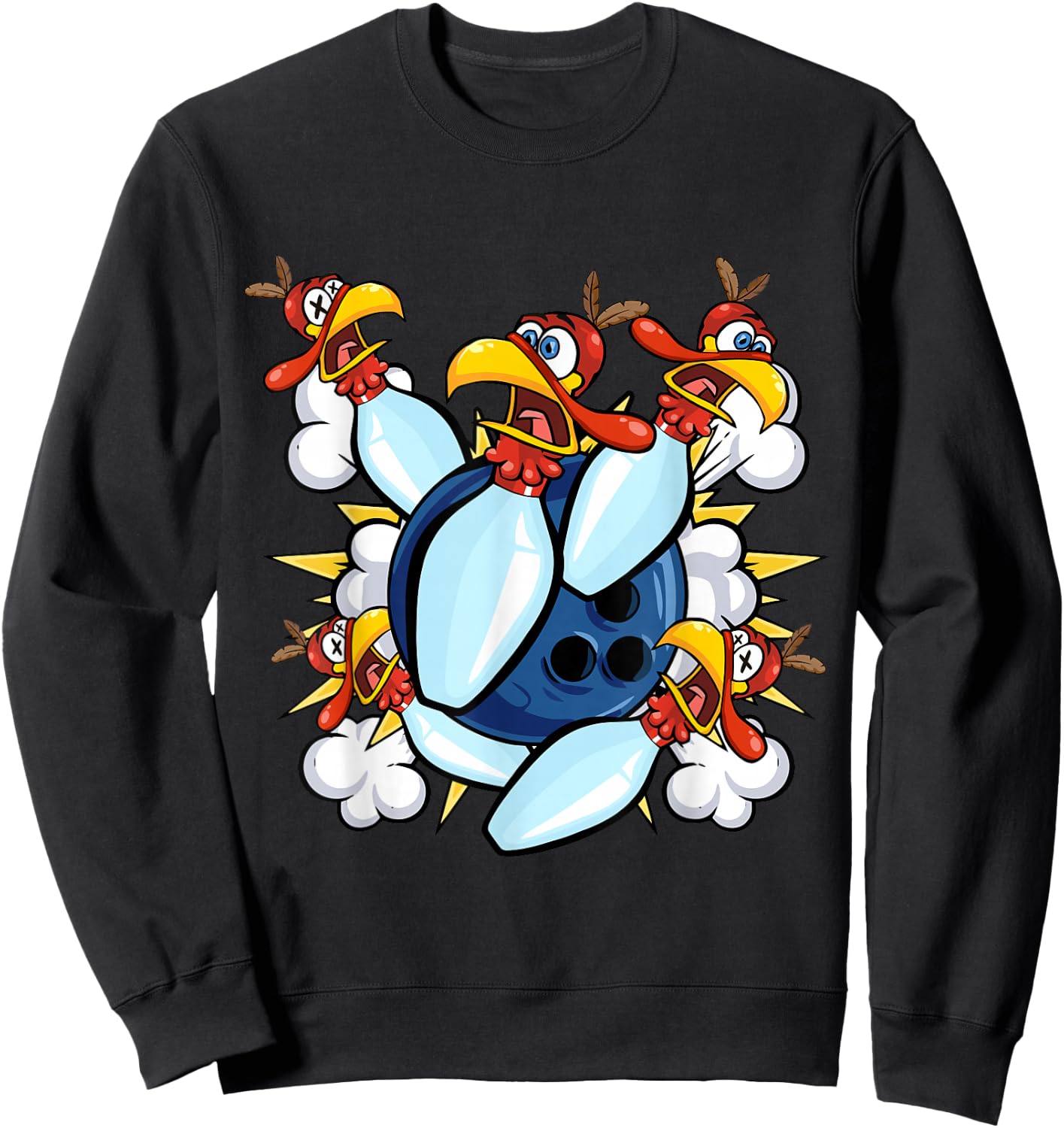 Thanksgiving Bowl Bowler Strike Pin Sport Turkey Bowling Sweatshirt - Sweatshirt | Black