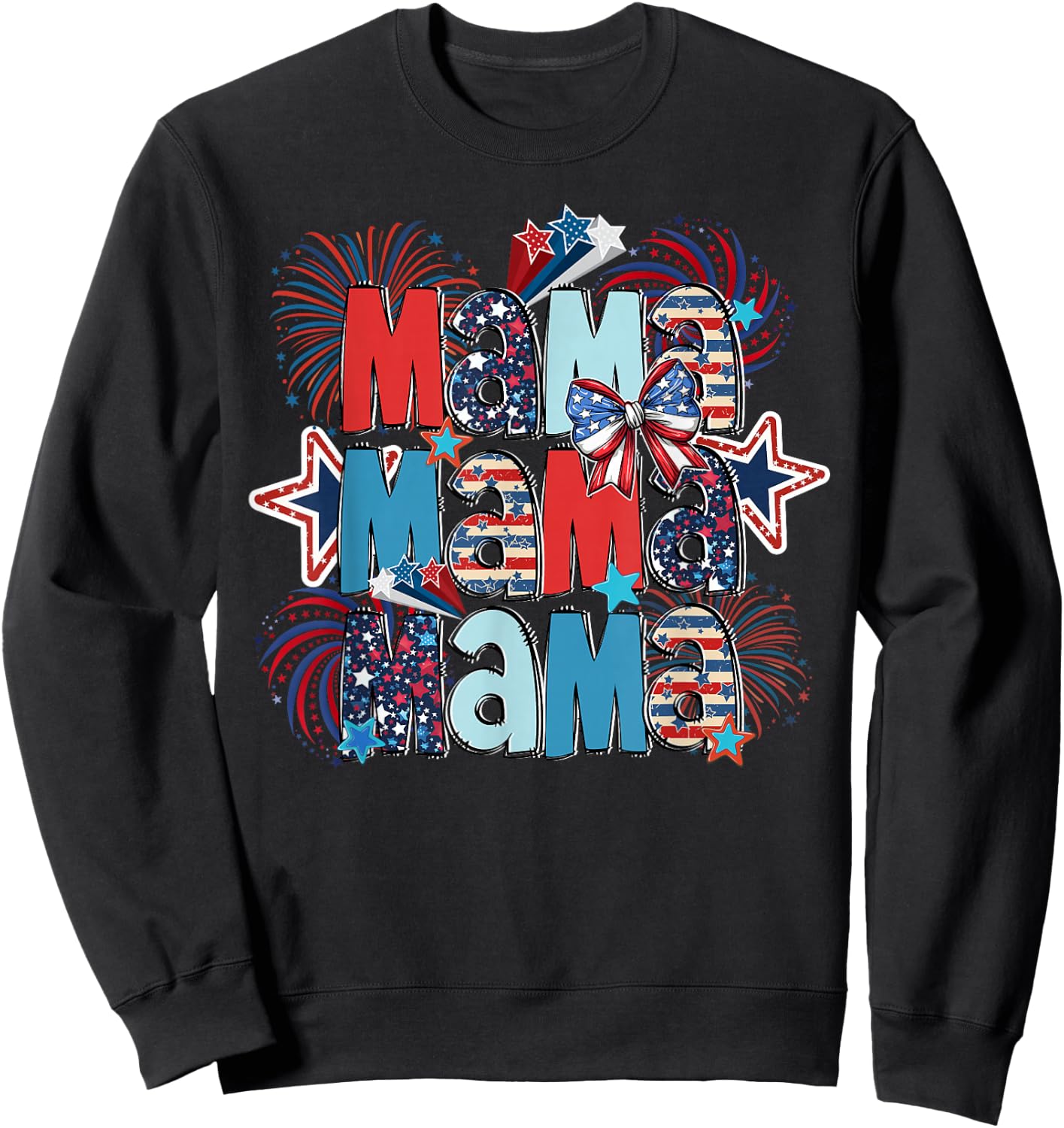 American Mama 4th of July Patriotic Mom Mothers Day Women Sweatshirt - Sweatshirt | Black