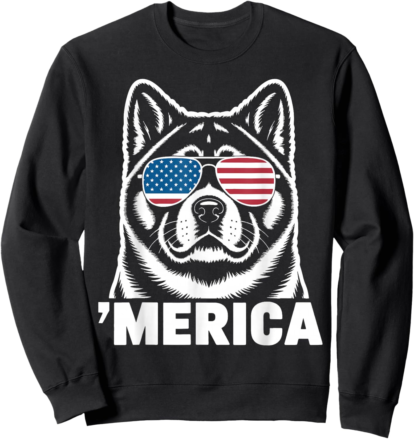 Patriotic USA American Flag 4th of July Akita Sweatshirt - Sweatshirt | Black