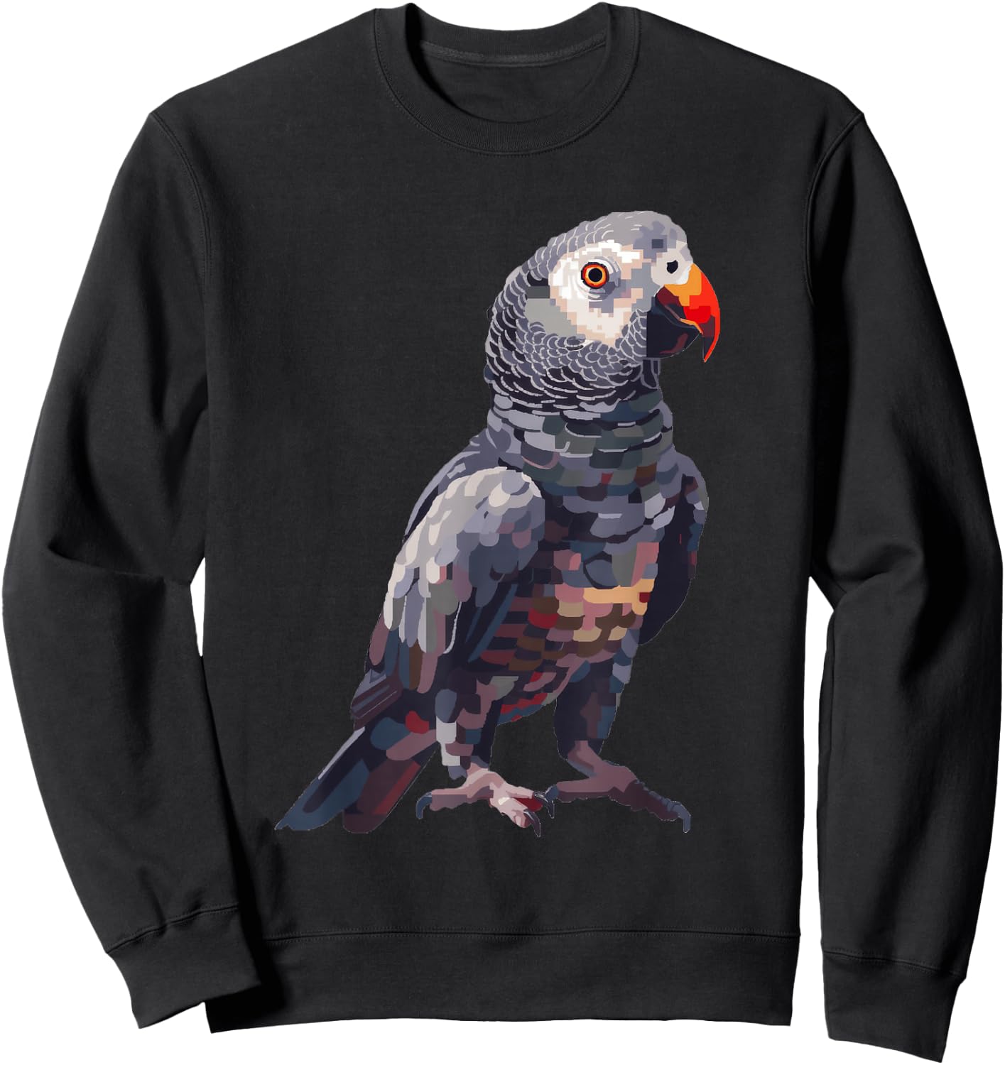 Timneh African Grey Pixel Art Sweatshirt - Sweatshirt | Black