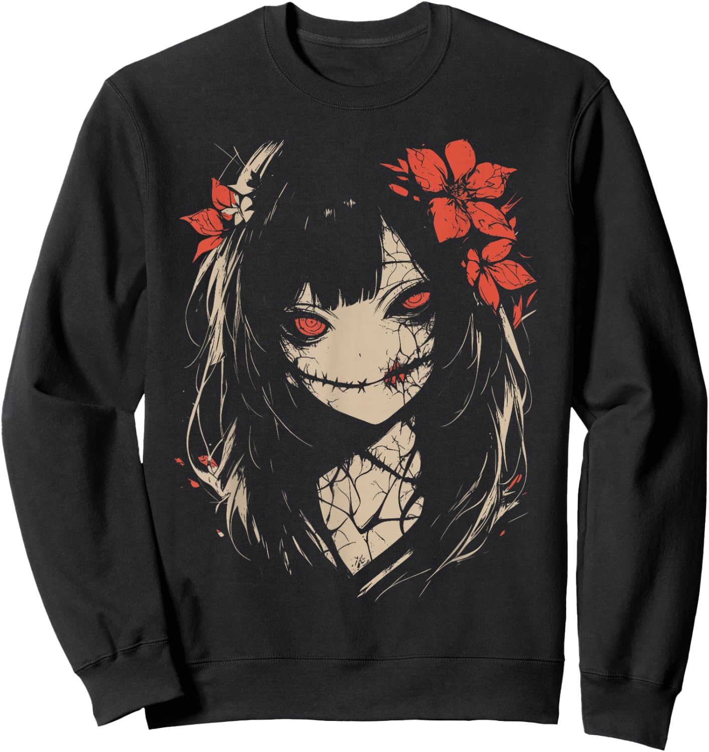 Horror Anime Manga | Japan Japanese Creepy Kawaii Goth , black Sweatshirt - Sweatshirt | Black