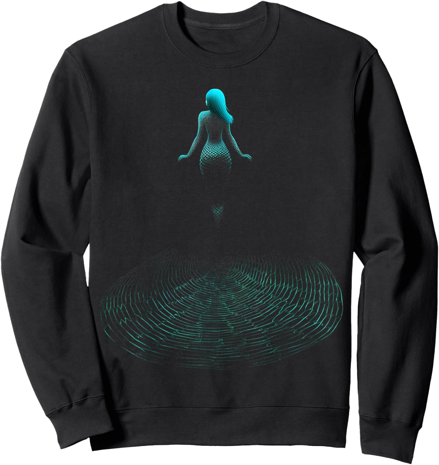 Mermaid Pixel Women Abstract Art Mermaid Sweatshirt - Sweatshirt | Black