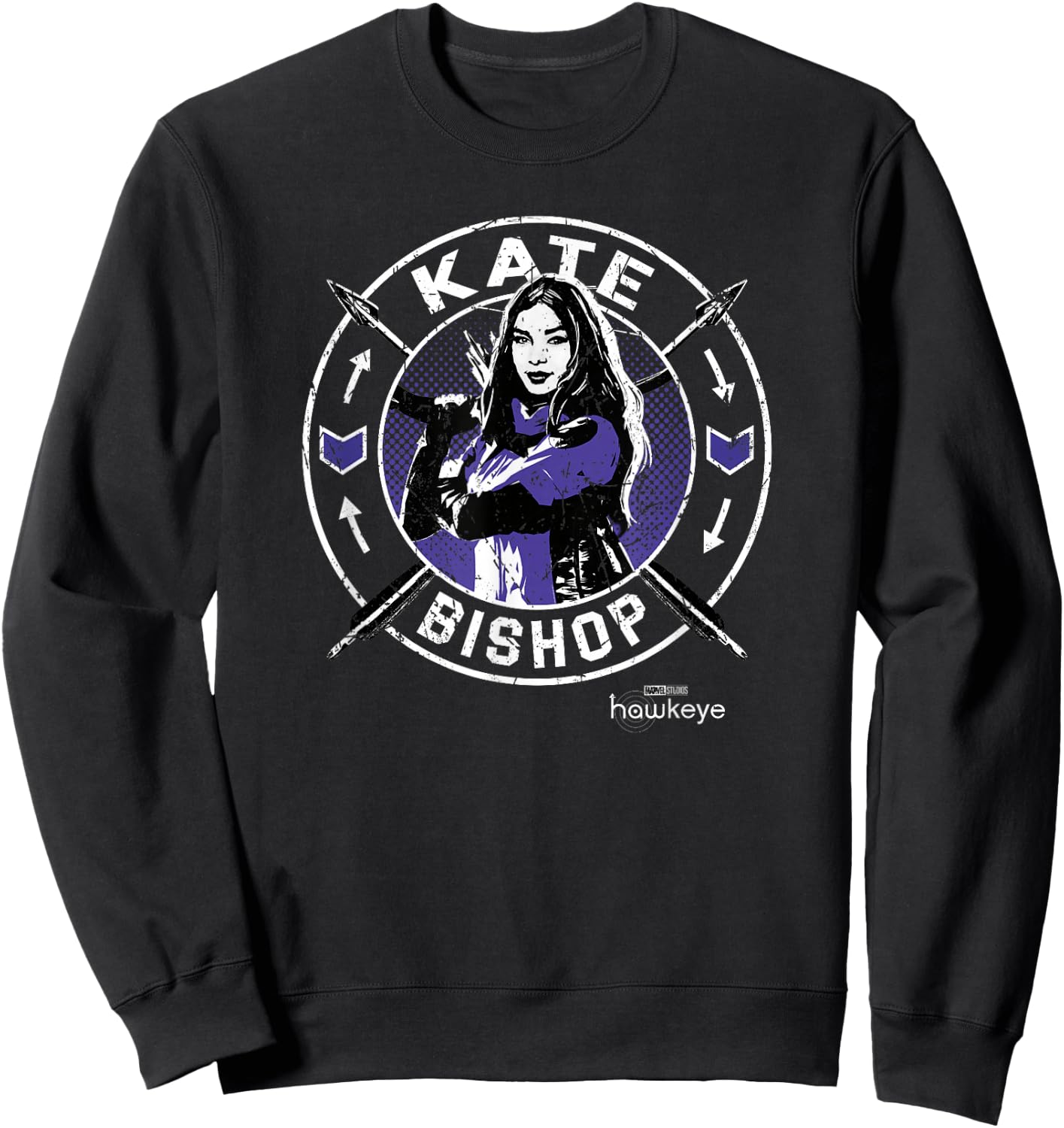 Marvel Hawkeye Kate Bishop Arrow Circle Portrait Sweatshirt - Sweatshirt | Black